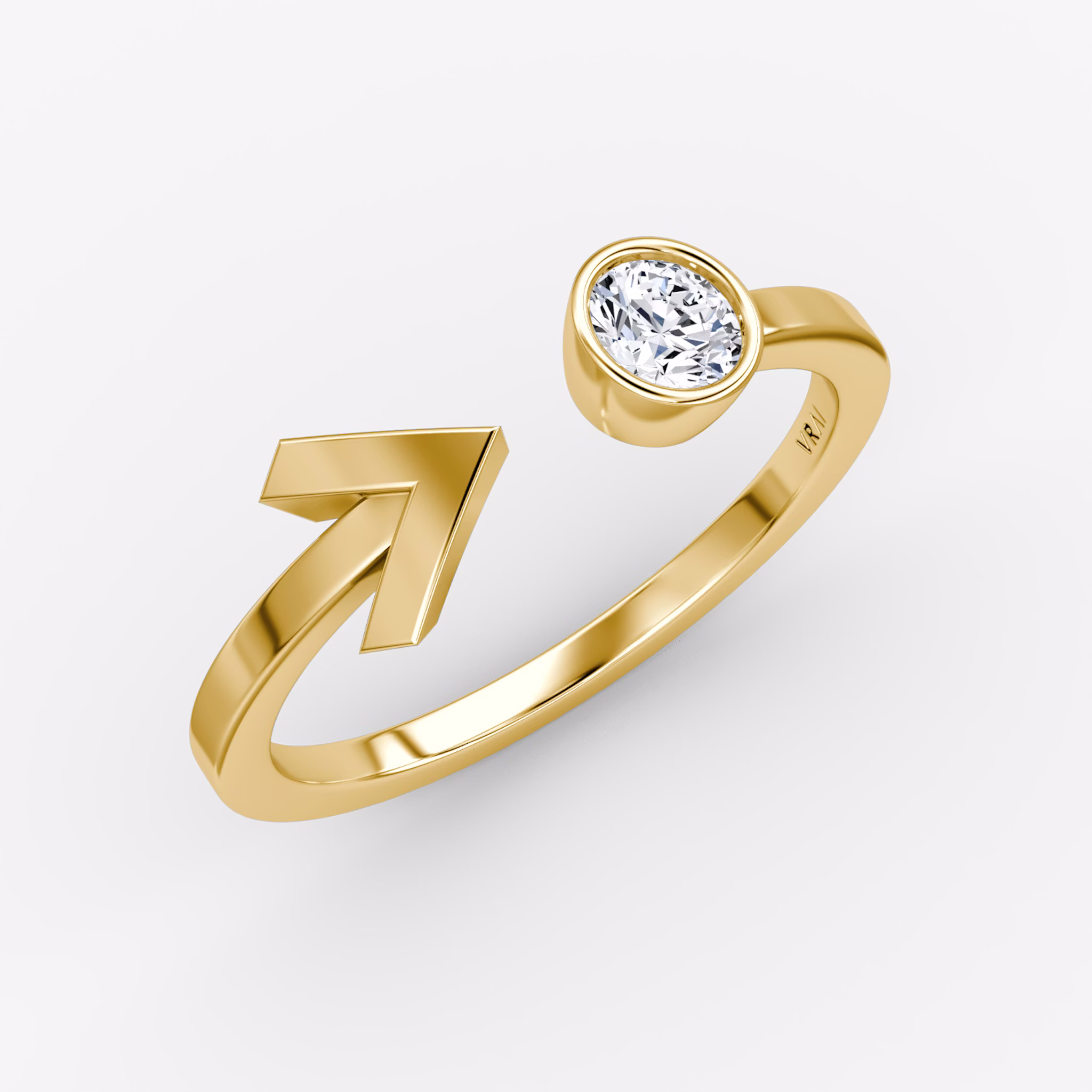 Arrow Cuff Ring | Round Brilliant | 14k | Yellow Gold | caratWeight: 0.25ct