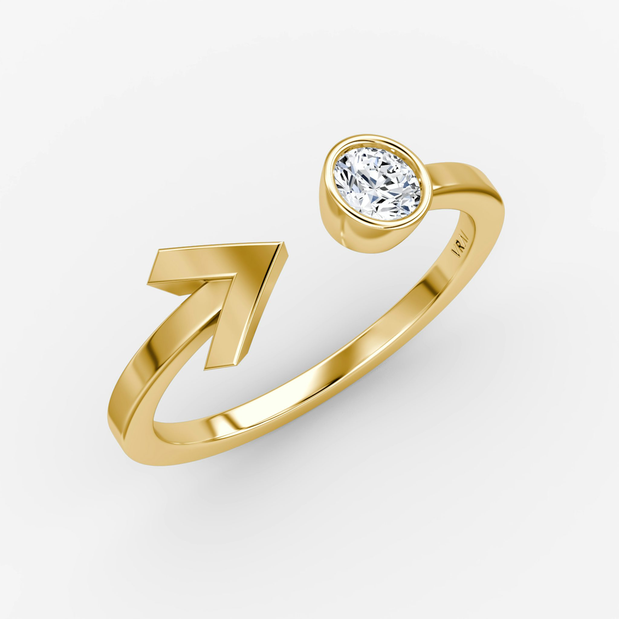 Arrow Cuff Ring | Round Brilliant | 14k | Yellow Gold | caratWeight: 0.25ct