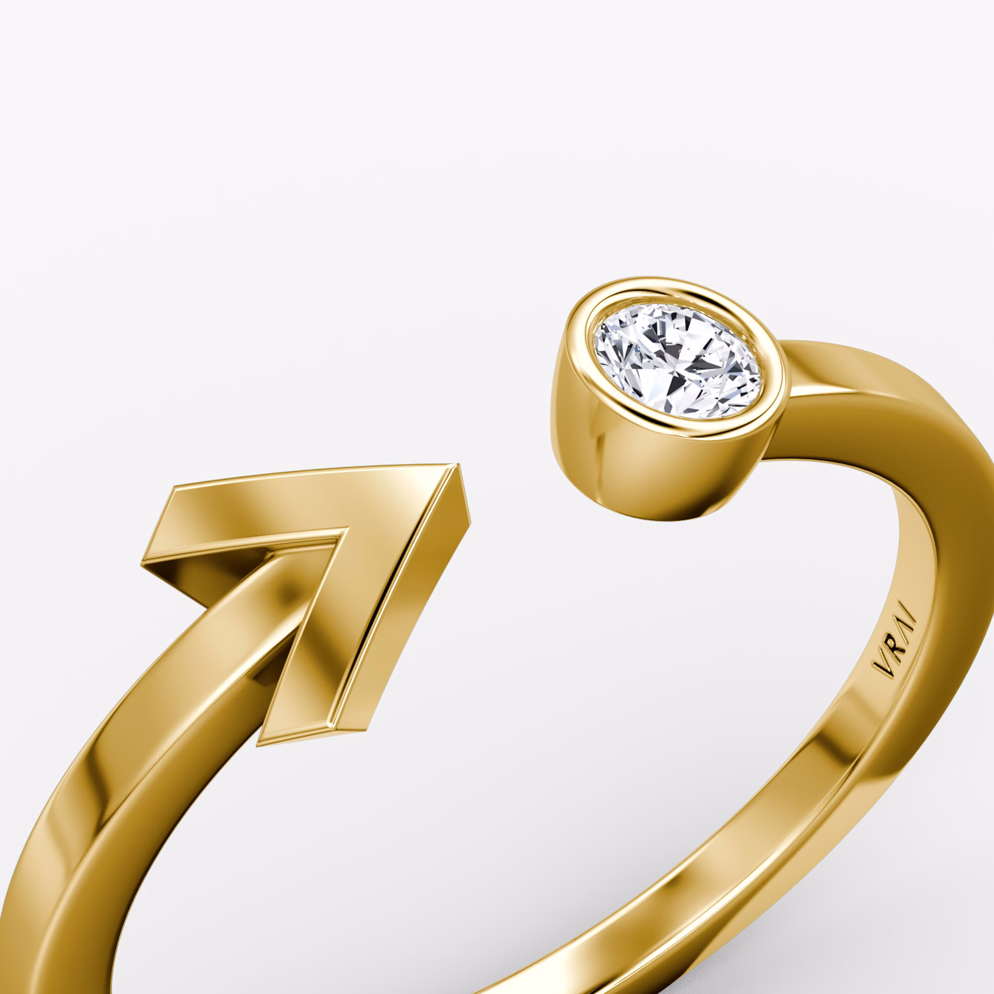 Arrow Cuff Ring | Round Brilliant | 14k | Yellow Gold | caratWeight: 0.10ct