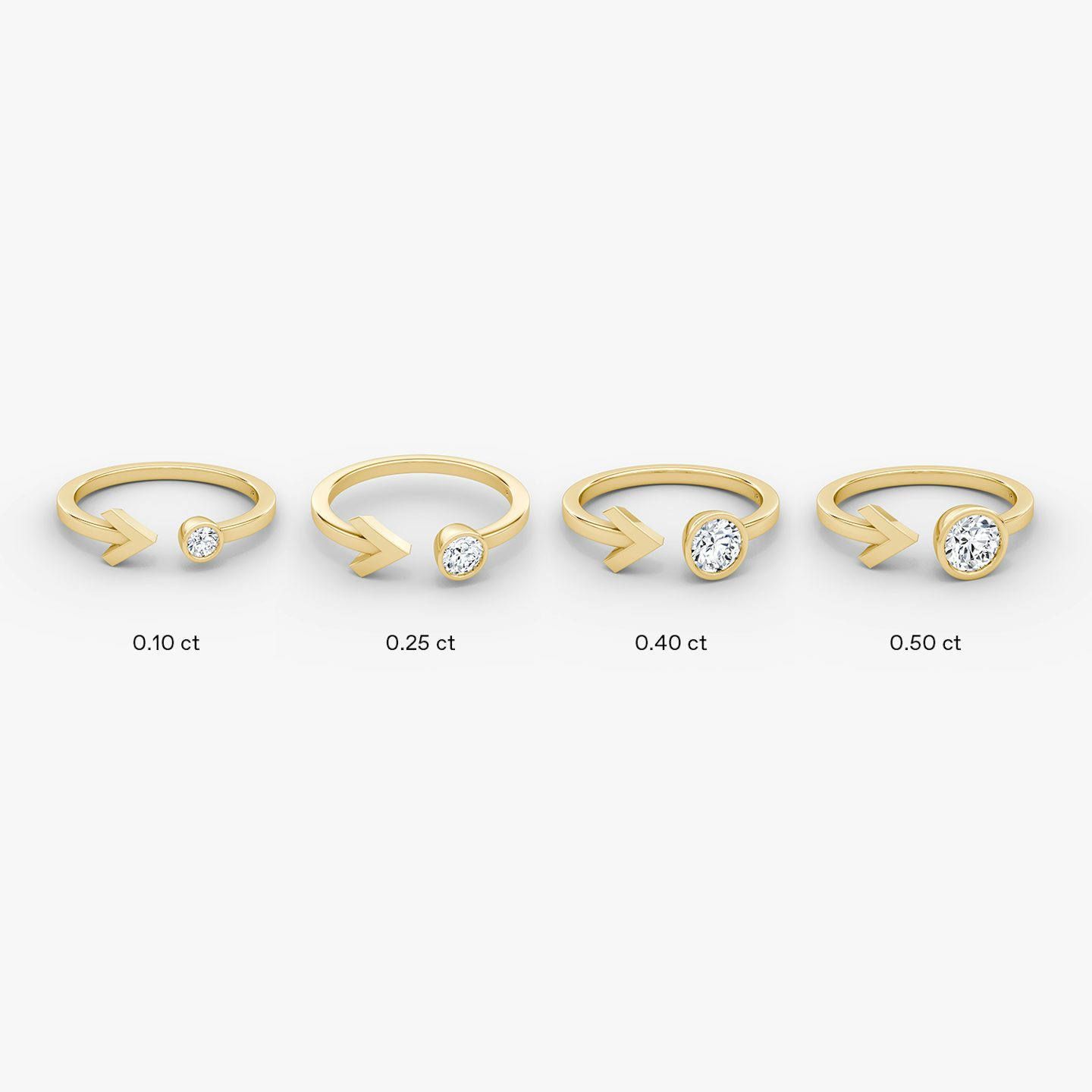 Bague Arrow Cuff | Rond Brillant | 14k | Or jaune | caratWeight: 0.10ct