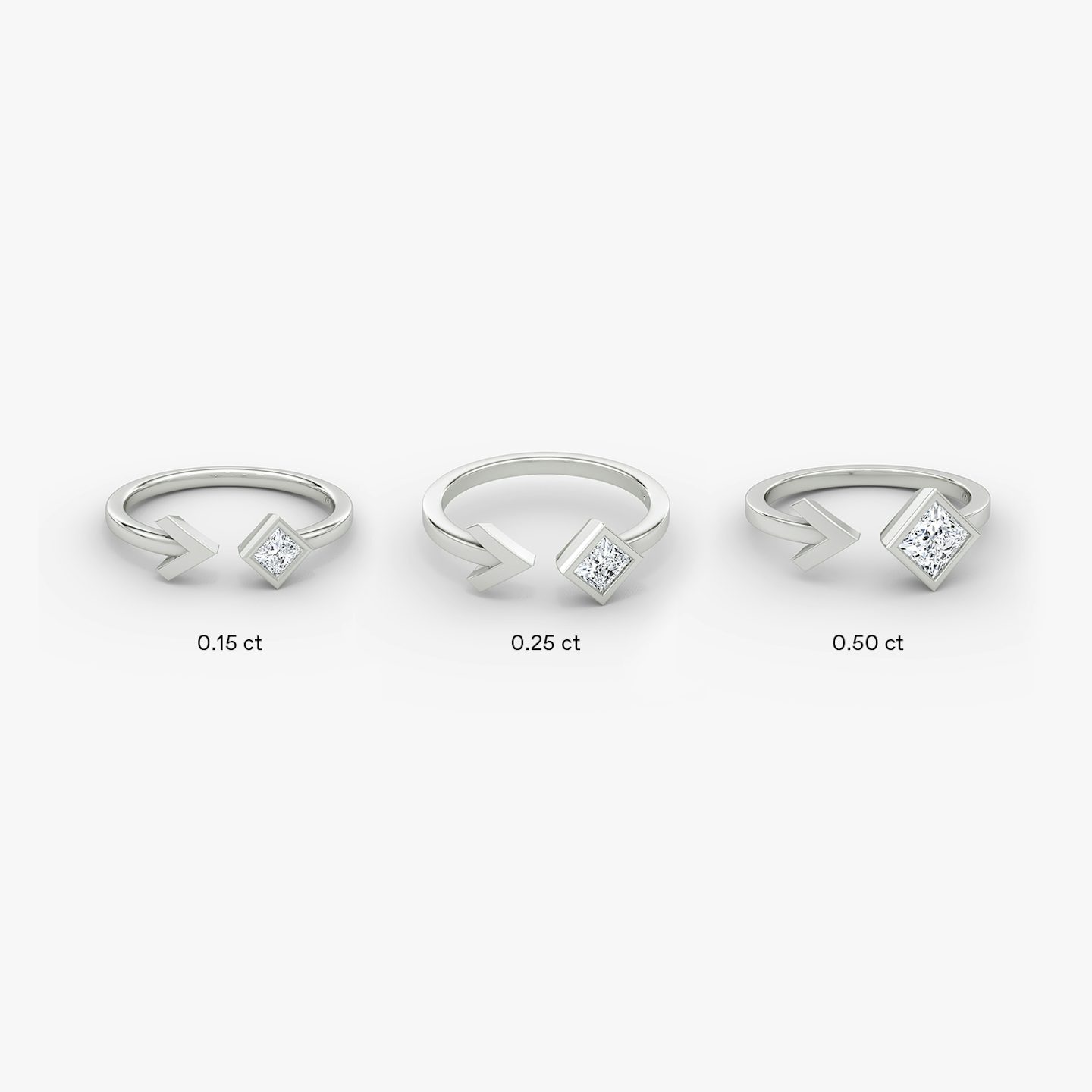 Arrow Cuff Ring | Princess | 14k | White Gold | caratWeight: 0.15ct