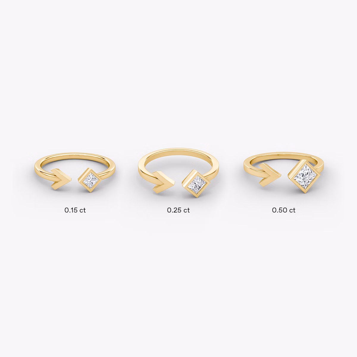 Arrow Cuff Ring | Princess | 14k | Yellow Gold | caratWeight: 0.15ct