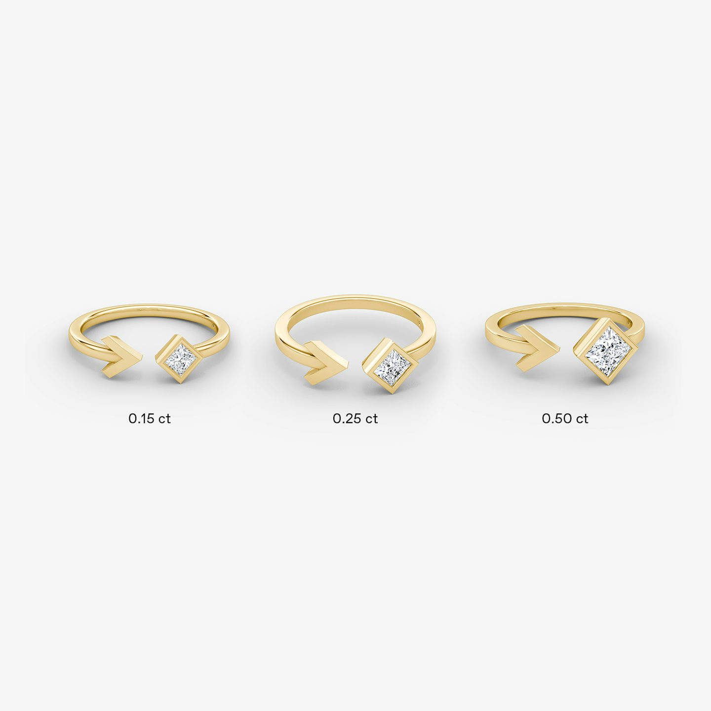 Arrow Cuff Ring | Princess | 14k | Yellow Gold | caratWeight: 0.15ct