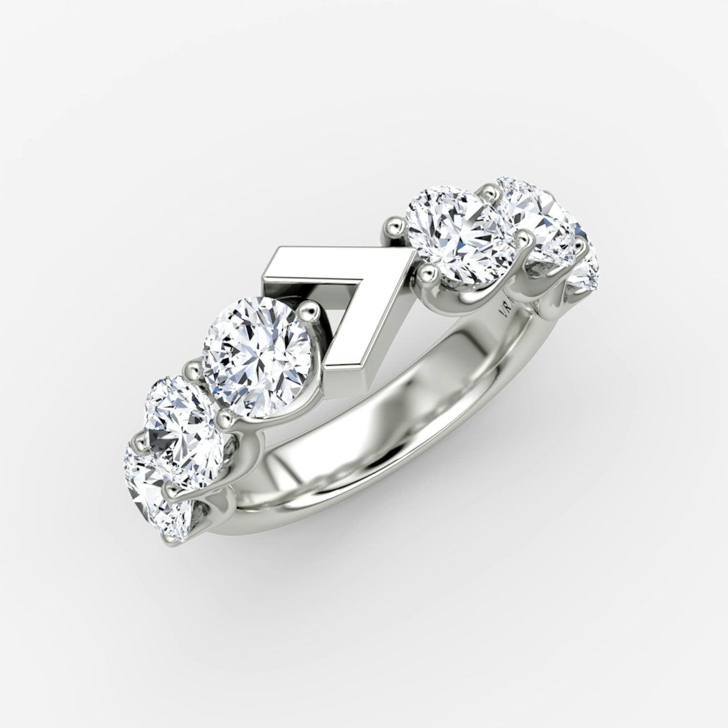 The V Eternity Band | Round Brilliant | 18k | White Gold | bandStyle: half | caratWeight: 3.0ct