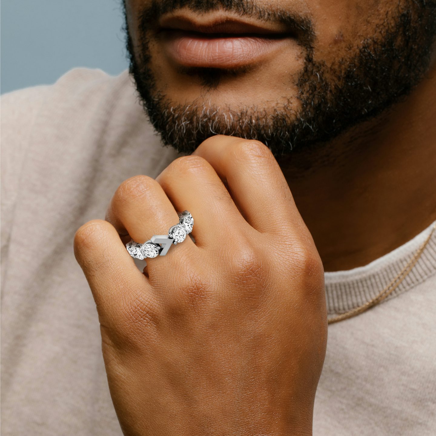 The V Eternity Band | Round Brilliant | 18k | White Gold | bandStyle: half | caratWeight: 3.0ct