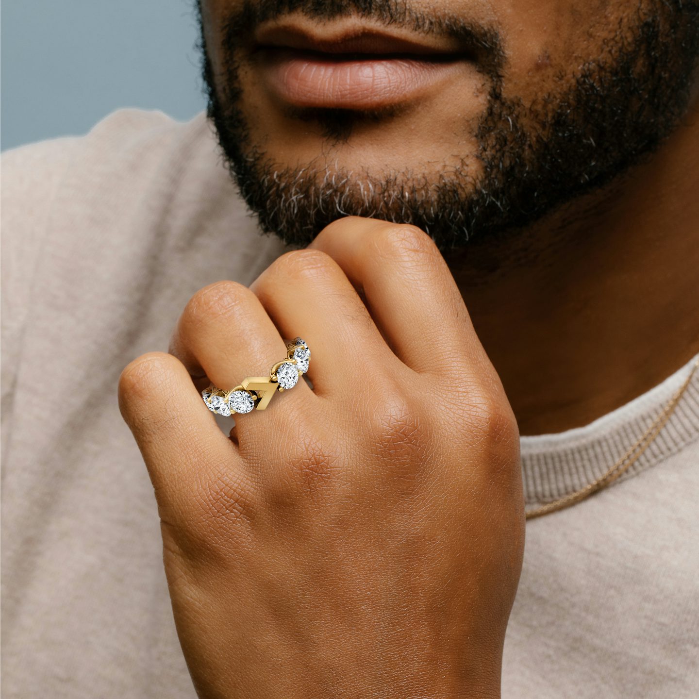 The V Eternity Band | Round Brilliant | 14k | Rose Gold | bandStyle: half | caratWeight: 3.0ct
