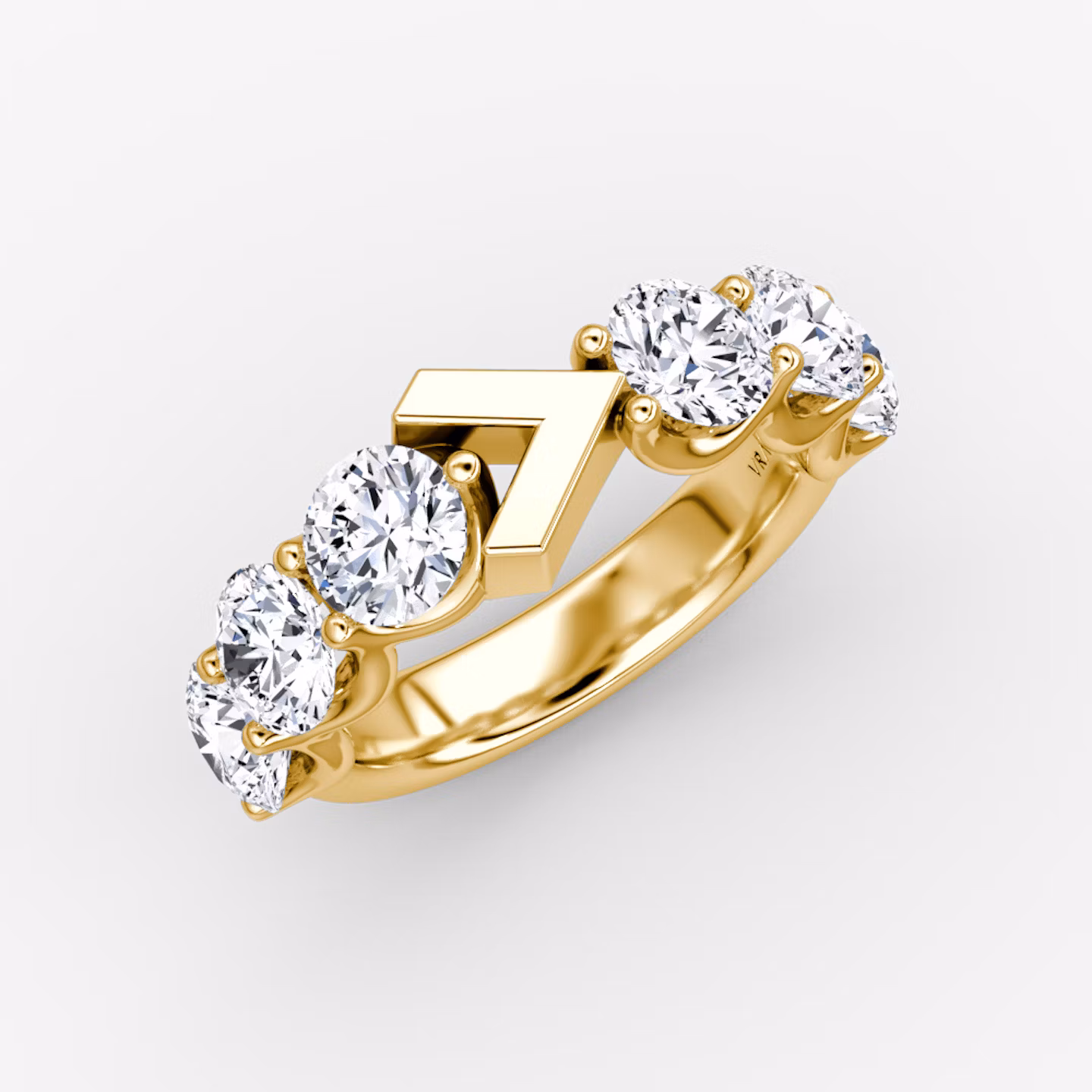 The V Eternity Band | Round Brilliant | 18k | Yellow Gold | bandStyle: half | caratWeight: 3.0ct