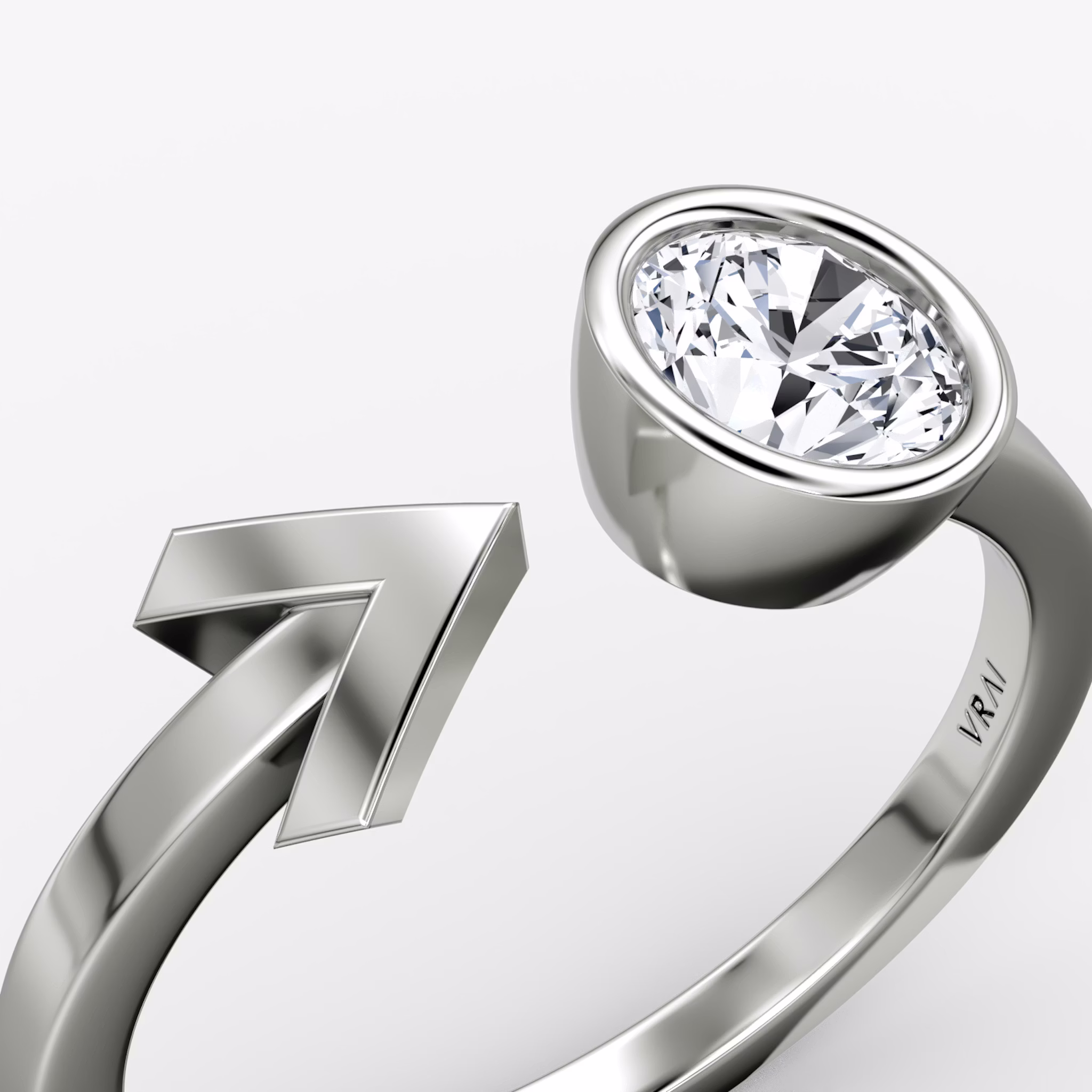 Arrow Cuff Ring | Round Brilliant | 14k | White Gold | caratWeight: 0.50ct