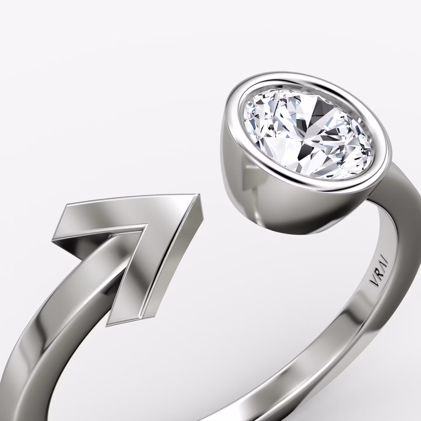 Bague Arrow Cuff | Rond Brillant | 14k | Or blanc | caratWeight: 0.50ct