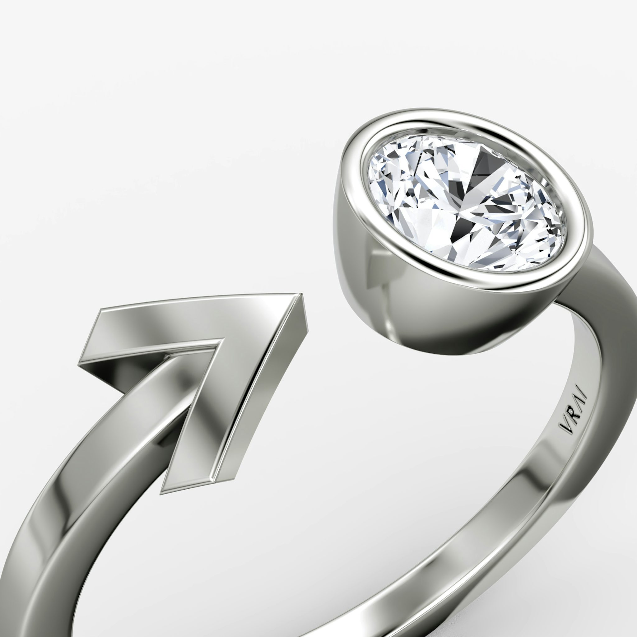 Arrow Cuff Ring | Round Brilliant | 14k | White Gold | caratWeight: 0.50ct