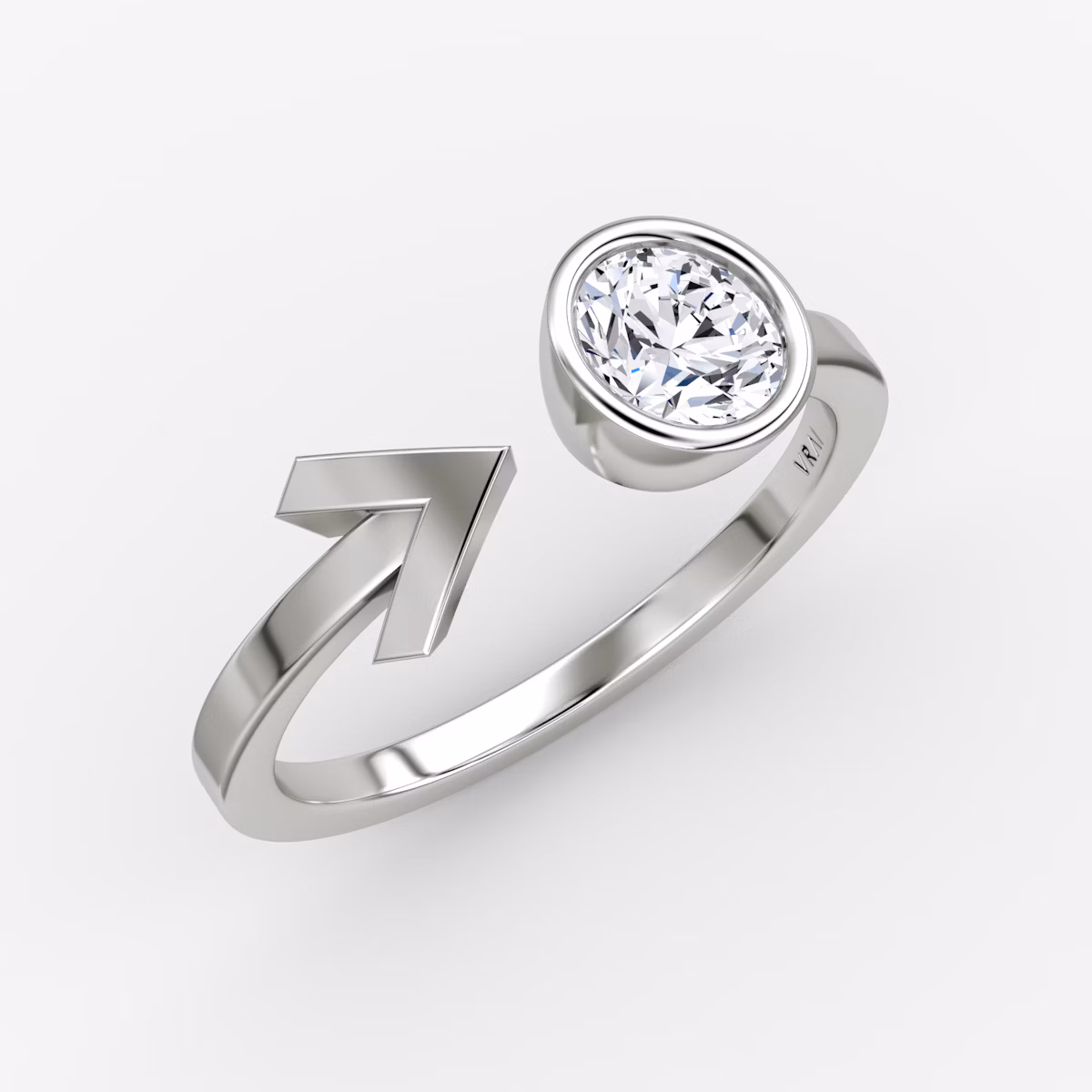 Arrow Cuff Ring | Round Brilliant | 14k | White Gold | caratWeight: 0.50ct