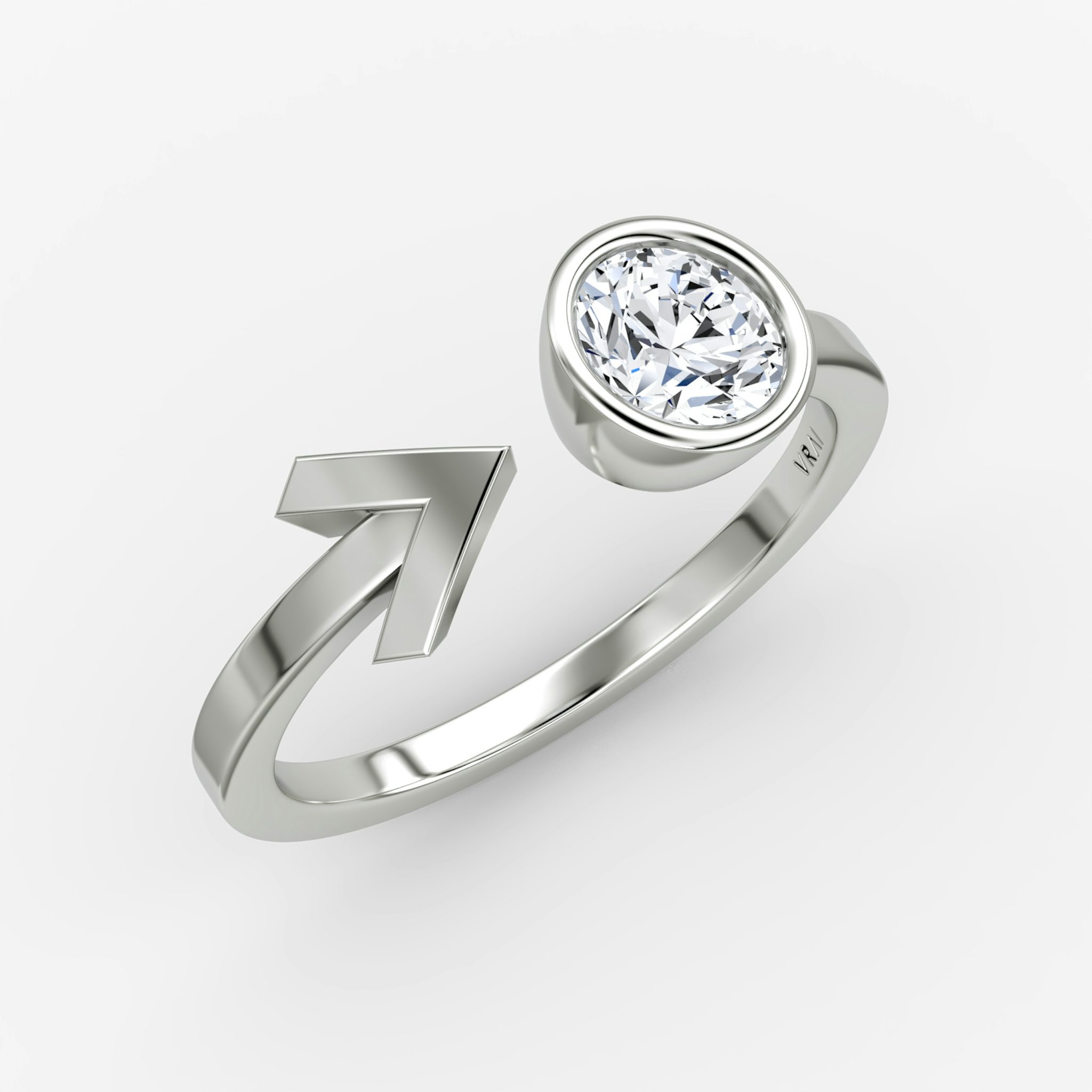 Arrow Cuff Ring | Round Brilliant | 14k | White Gold | caratWeight: 0.50ct