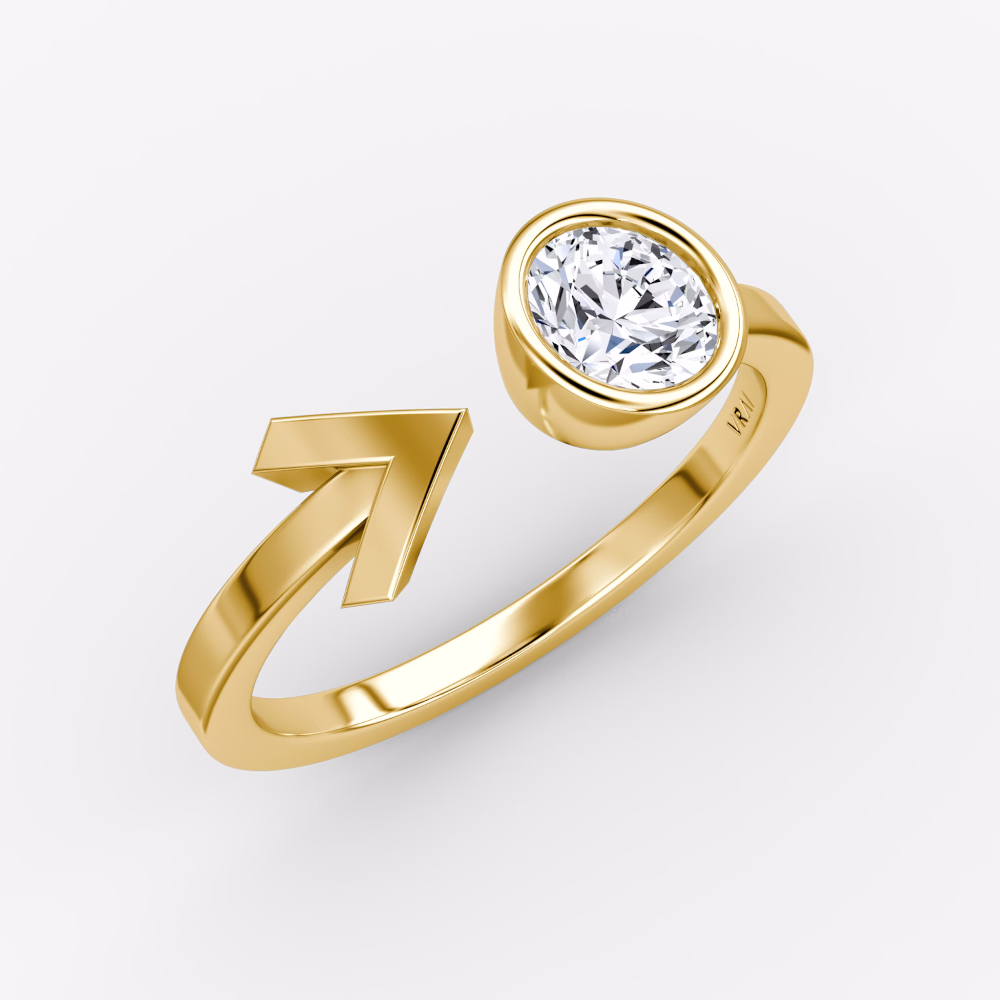 Arrow Cuff Ring | Round Brilliant | 14k | Yellow Gold | caratWeight: 0.50ct