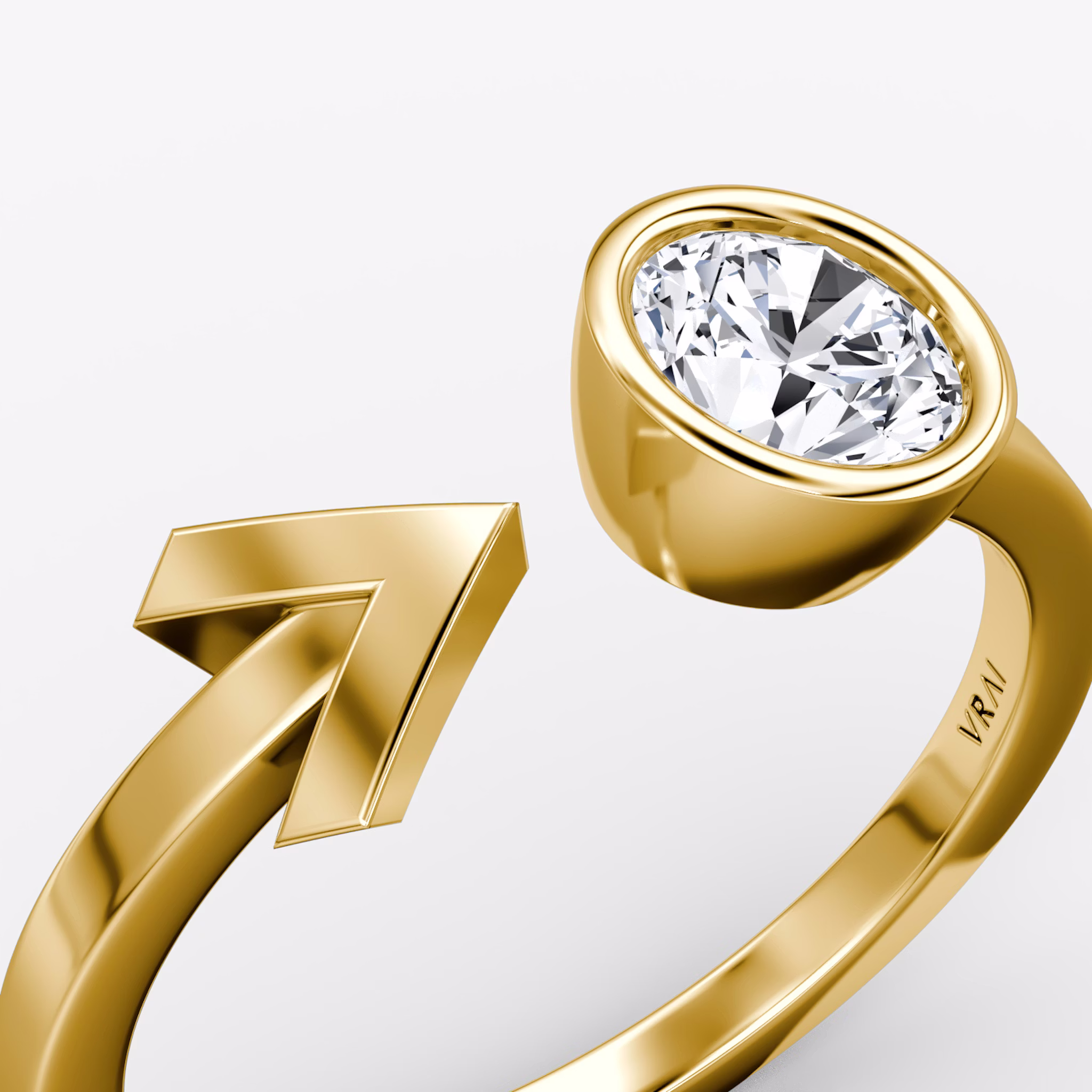 Arrow Cuff Ring | Round Brilliant | 14k | Yellow Gold | caratWeight: 0.50ct