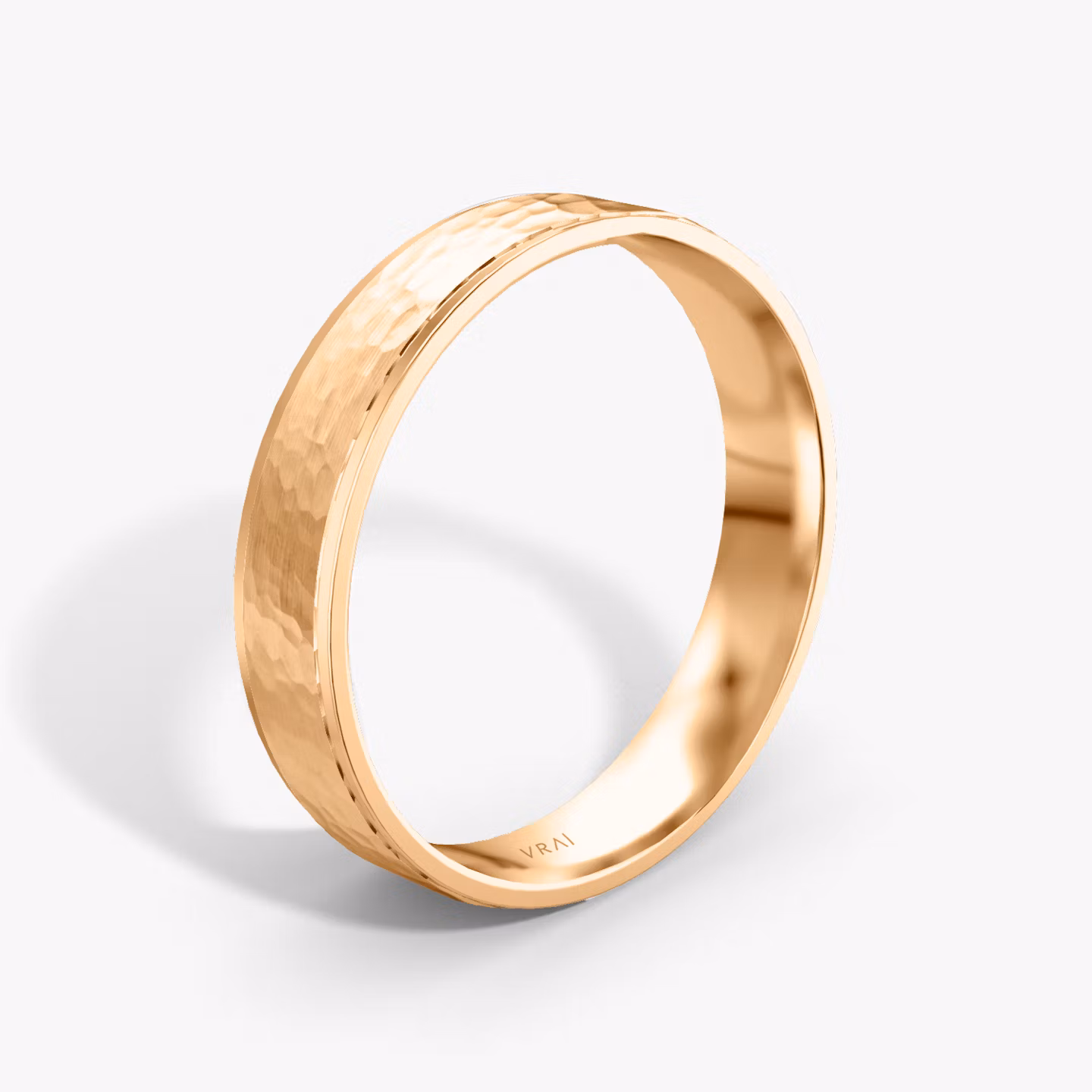 The Hammered Band | 14k | Rose Gold | bandAccent: Plain | bandWidth: 4.5mm
