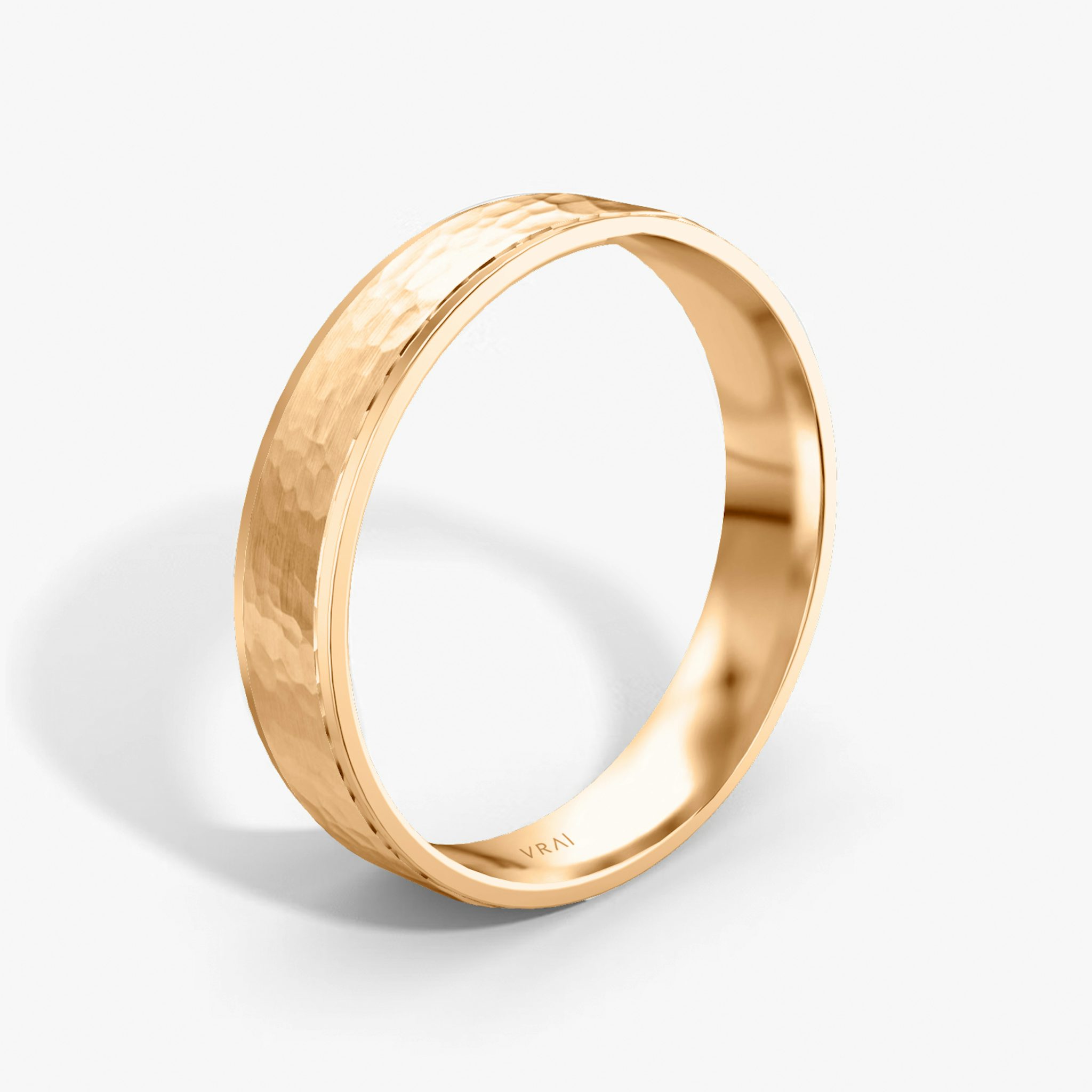 The Hammered Band | 14k | Rose Gold | bandAccent: Plain | bandWidth: 4.5mm