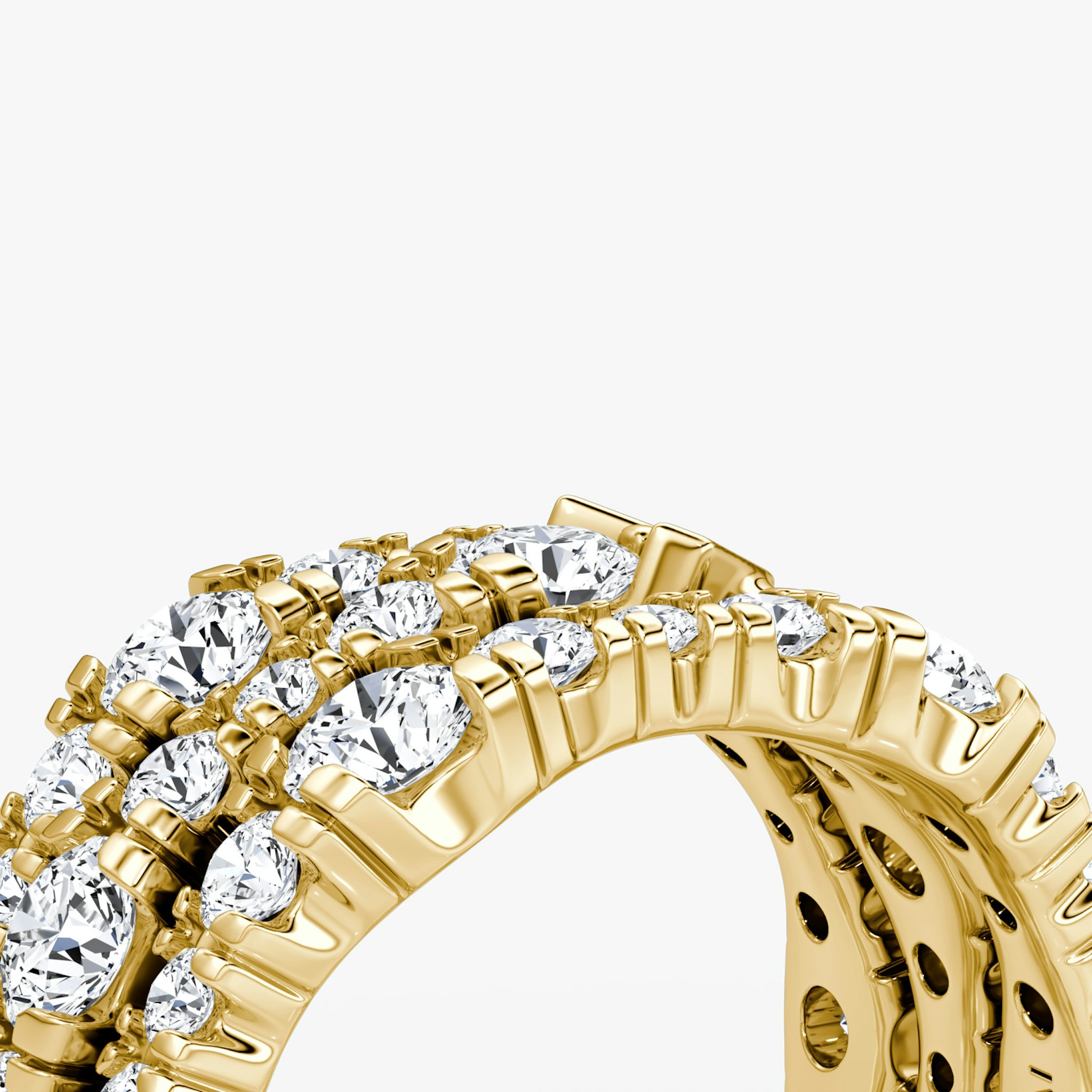 V Multi Row Pavé Ring | Round Brilliant | 14k | Yellow Gold | bandAccent: Pavé | diamondCount: 3