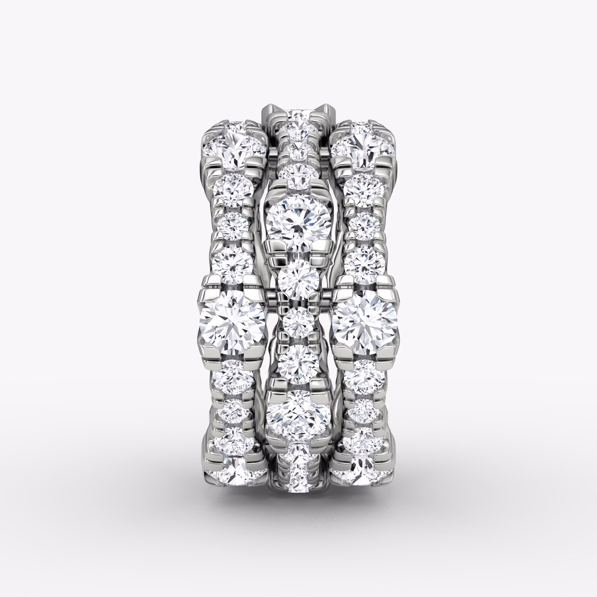 V Multi Row Pavé Ring | round-brilliant | 14k | white-gold | bandAccent: pave | diamondCount: 3