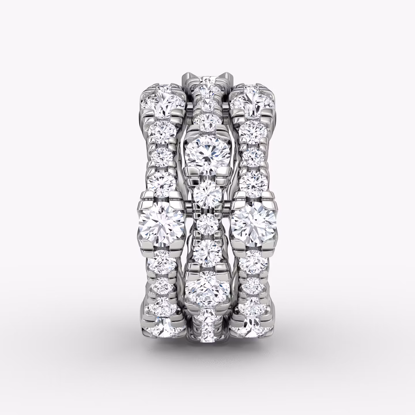 V Multi Row Pavé Ring | Round Brilliant | 14k | White Gold | bandAccent: Pavé | diamondCount: 3