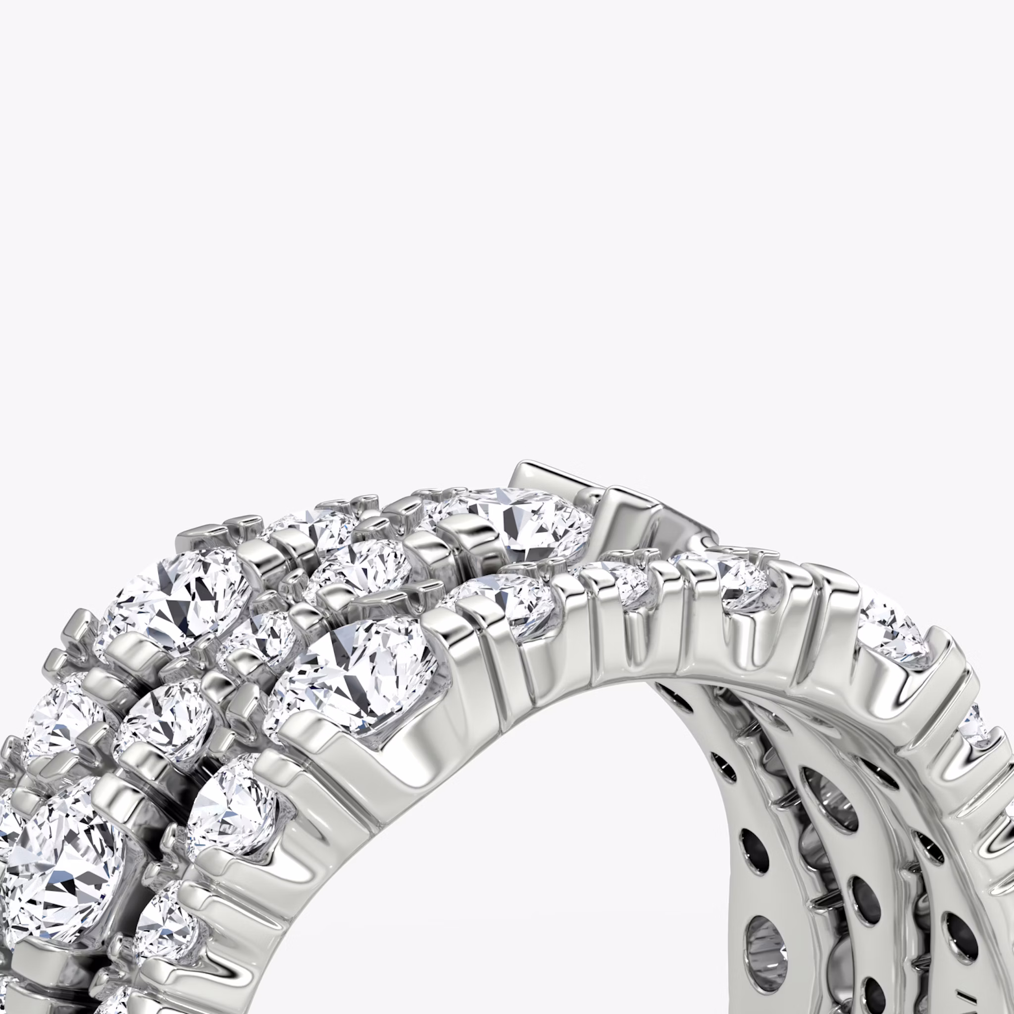 V Multi Row Pavé Ring | round-brilliant | 14k | white-gold | bandAccent: pave | diamondCount: 3