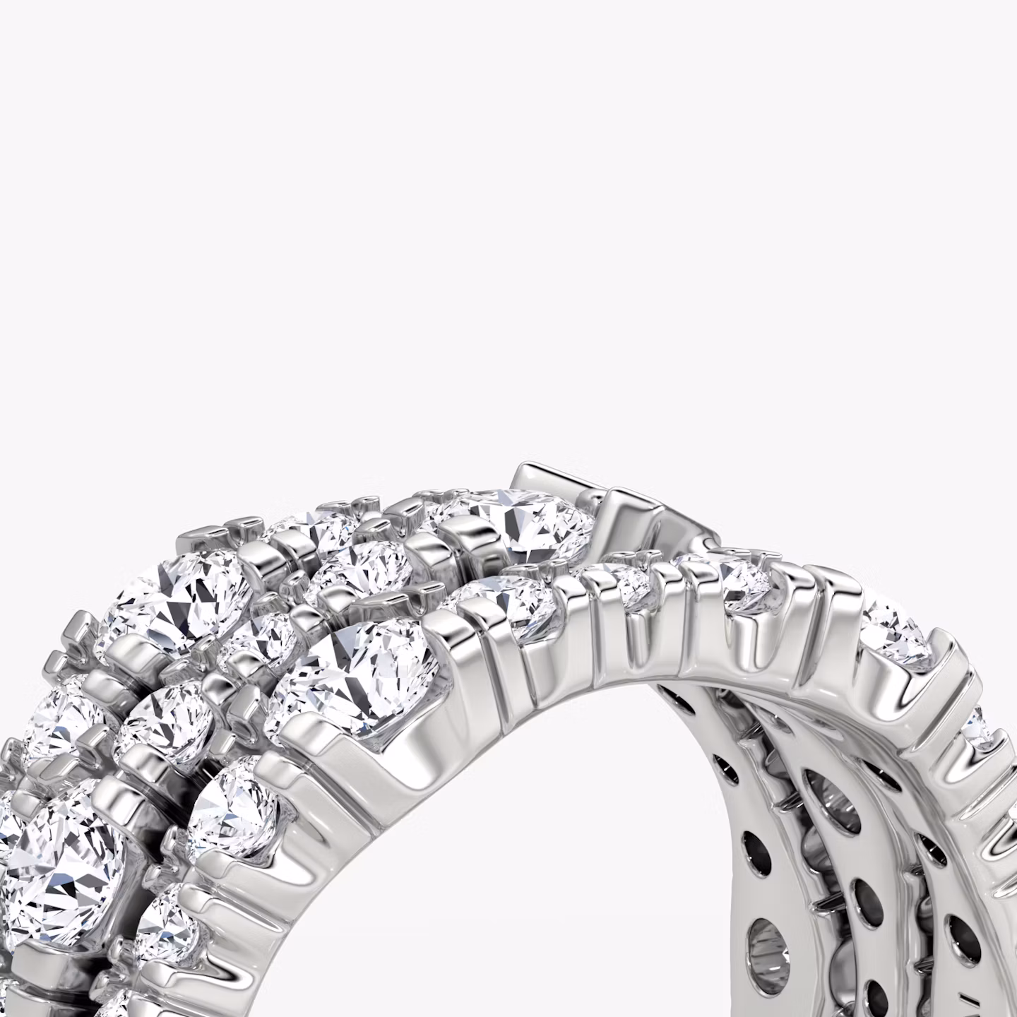 V Multi Row Pavé Ring | Round Brilliant | 14k | White Gold | bandAccent: Pavé | diamondCount: 3