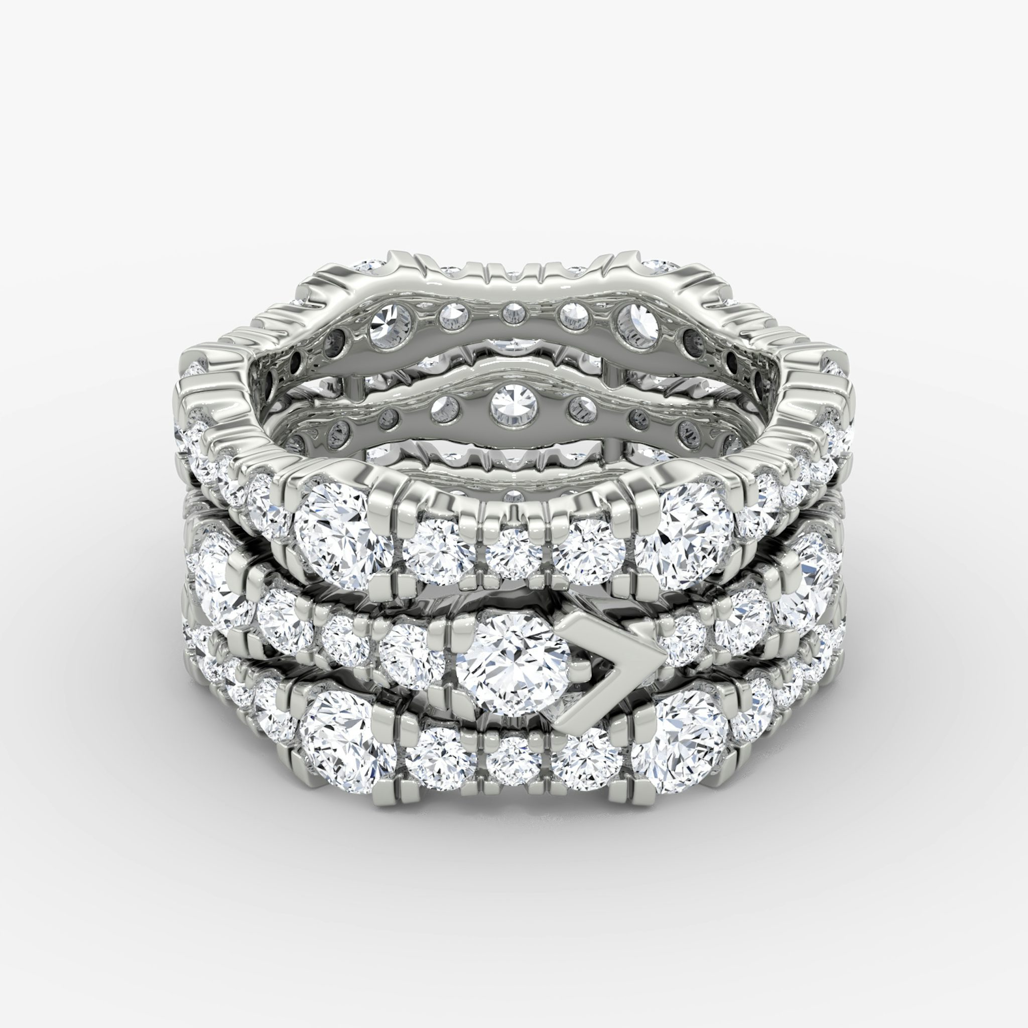 V Multi Row Pavé Ring | round-brilliant | 14k | white-gold | bandAccent: pave | diamondCount: 3