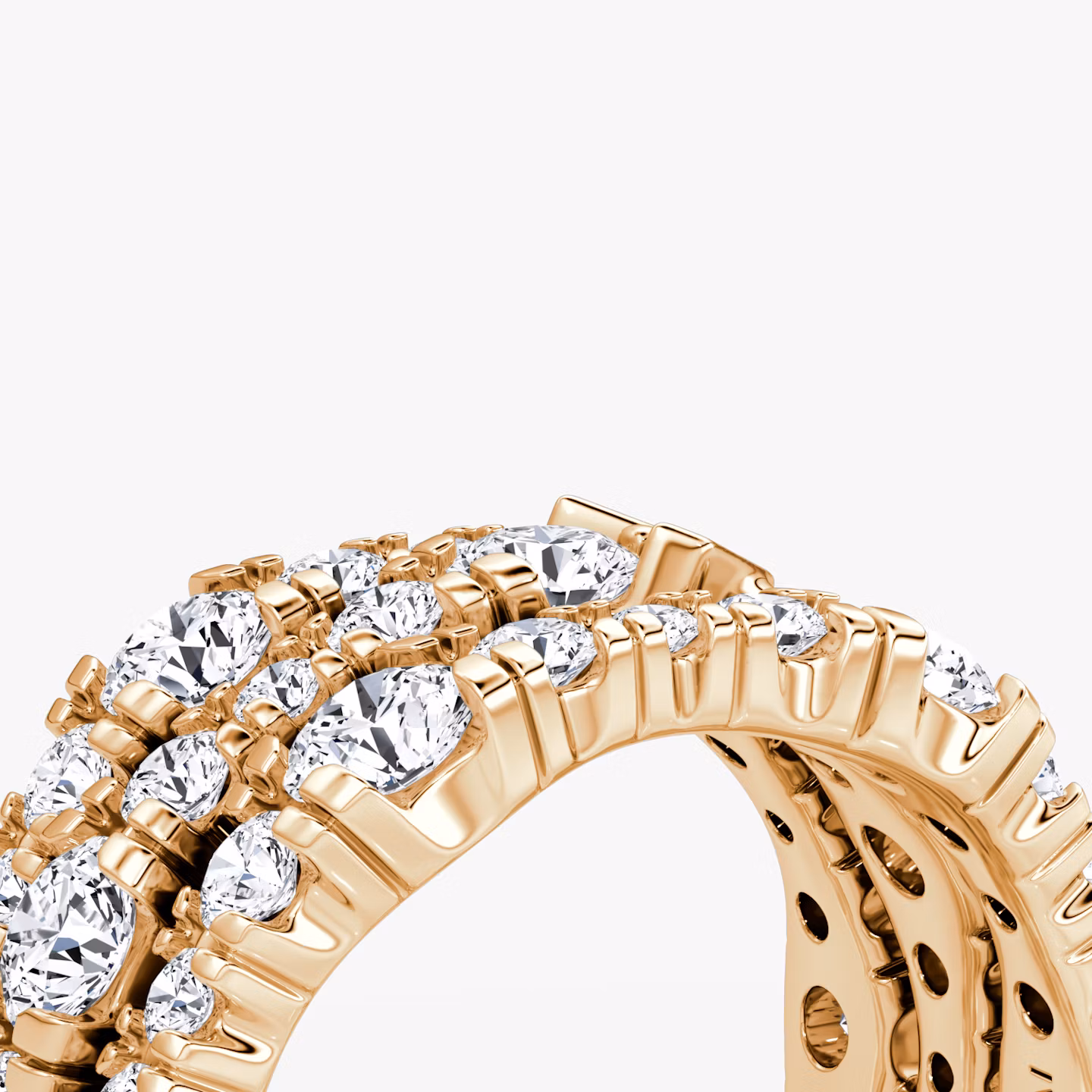 V Multi Row Pavé Ring | Round Brilliant | 14k | Rose Gold | bandAccent: Pavé | diamondCount: 3