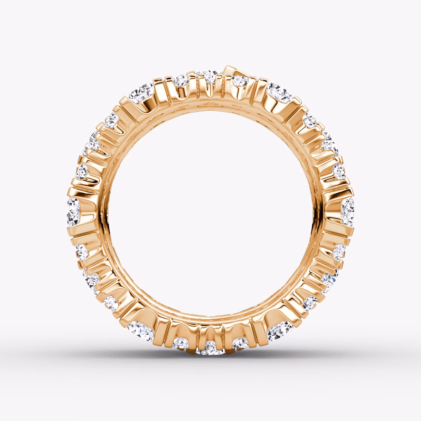 V Multi Row Pavé Ring | Round Brilliant | 14k | Rose Gold | bandAccent: Pavé | diamondCount: 3