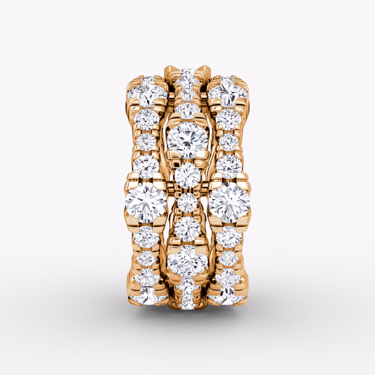 Anillo V Multi Row Pavé | Brillante | 14k | Oro rosa | bandAccent: Pavé | diamondCount: 3