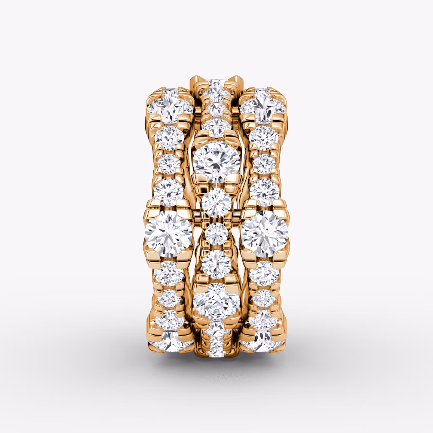 V Multi Row Pavé Ring | Round Brilliant | 14k | Rose Gold | bandAccent: Pavé | diamondCount: 3