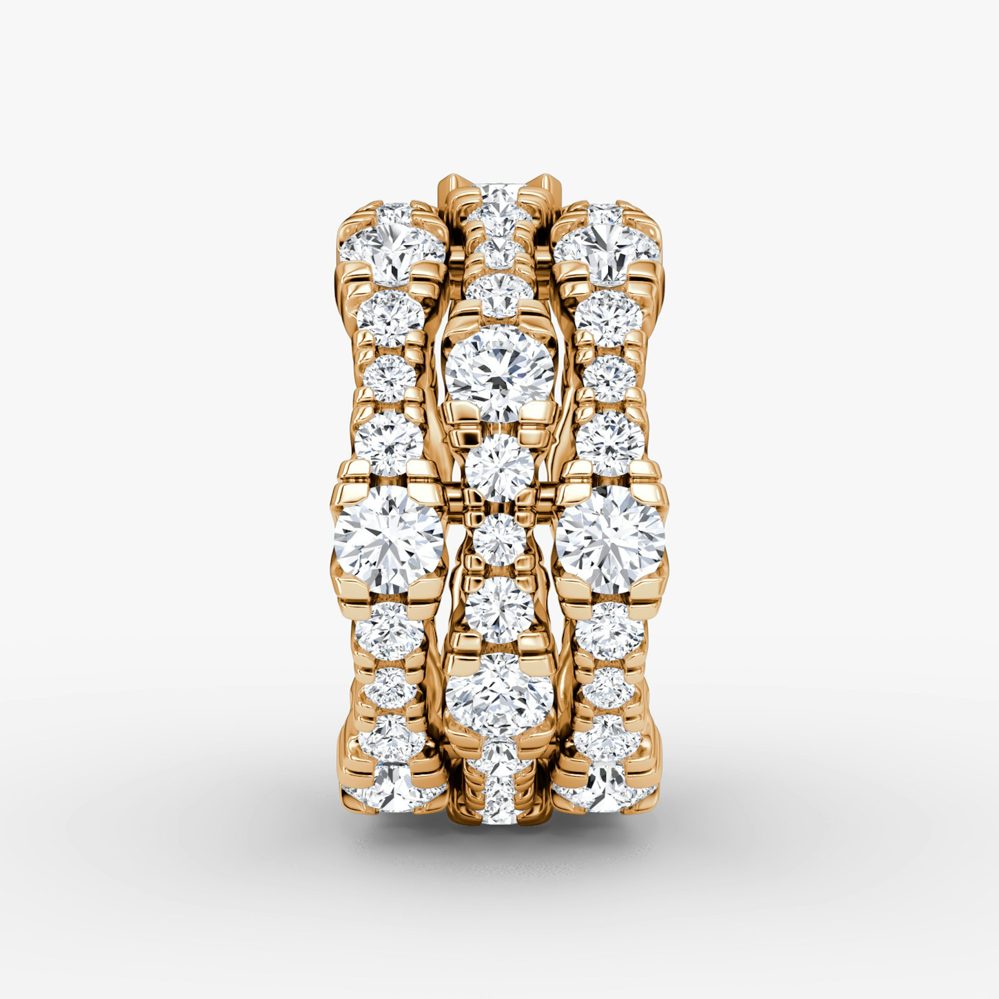 V Multi Row Pavé Ring | Round Brilliant | 14k | Rose Gold | bandAccent: Pavé | diamondCount: 3