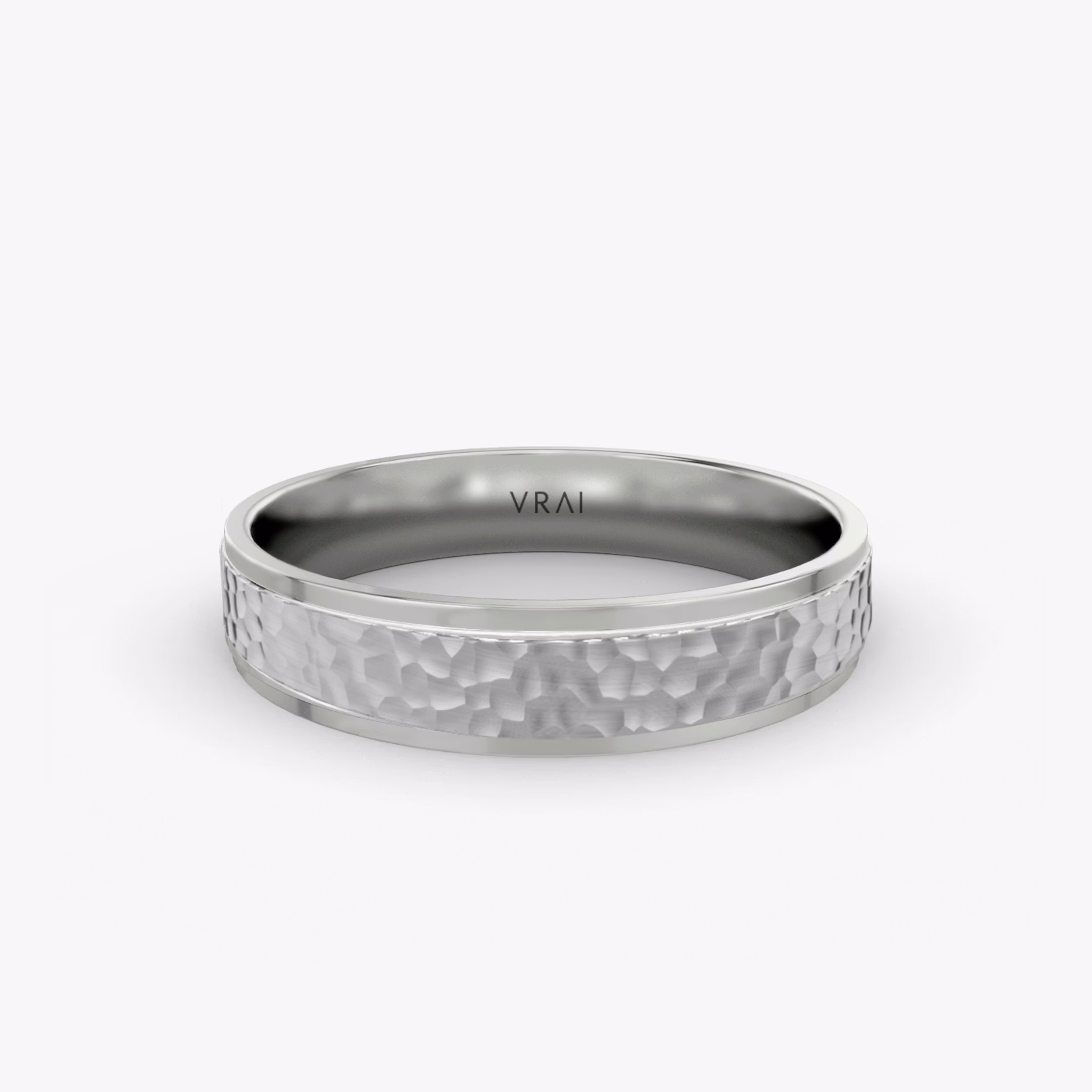 The Hammered Band | 18k | White Gold | bandAccent: Plain | bandWidth: 4.5mm