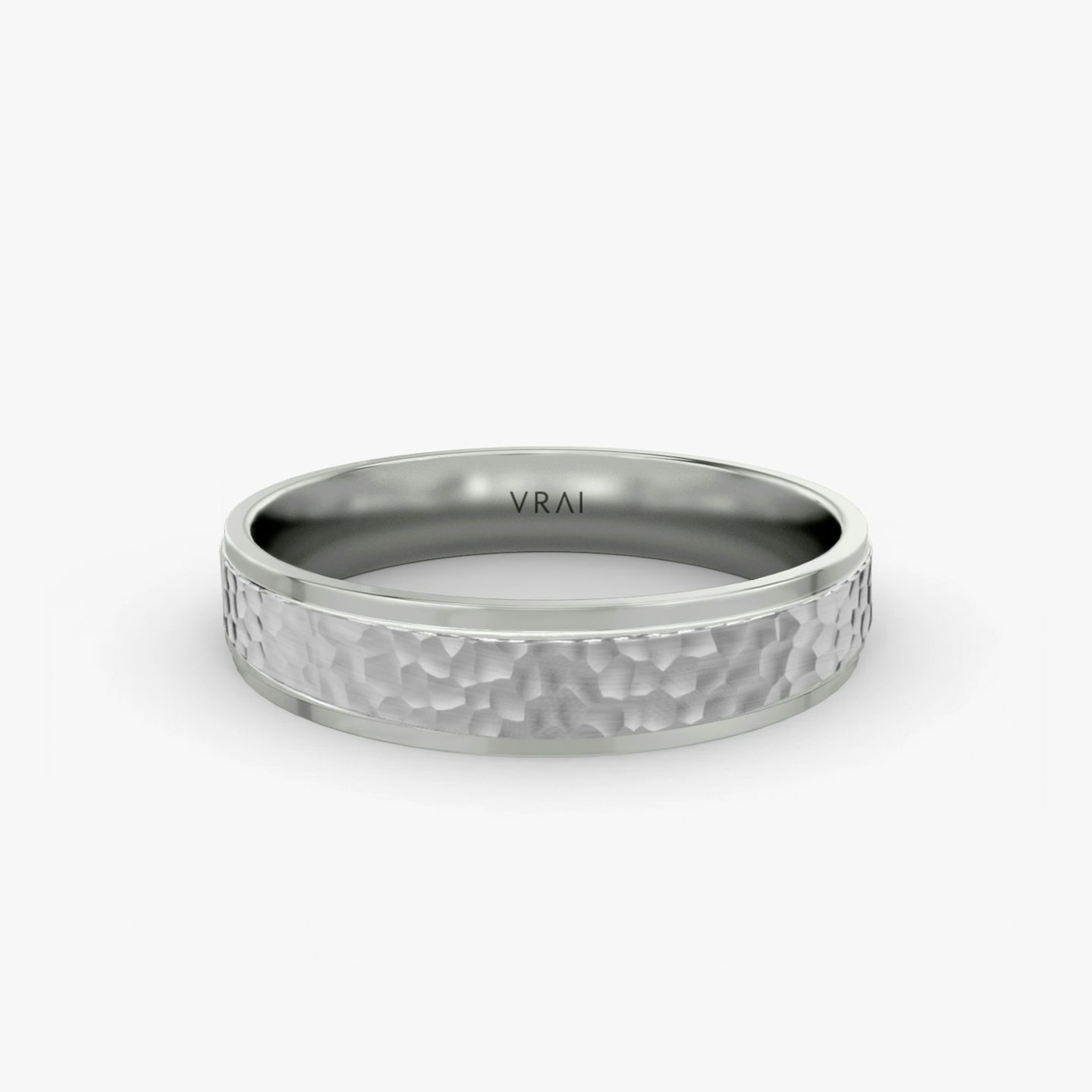 The Hammered Band | 18k | White Gold | bandAccent: Plain | bandWidth: 4.5mm