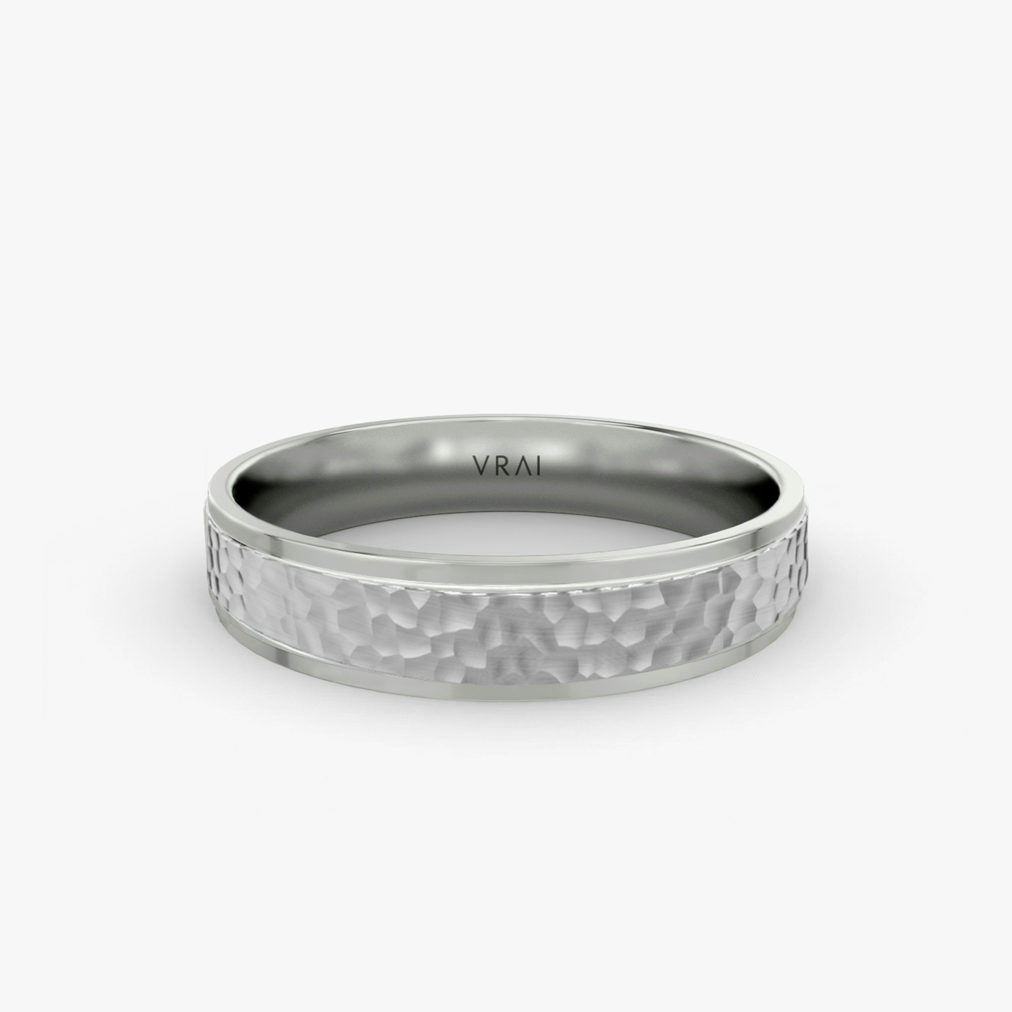 The Hammered Band | 18k | White Gold | bandAccent: Plain | bandWidth: 4.5mm