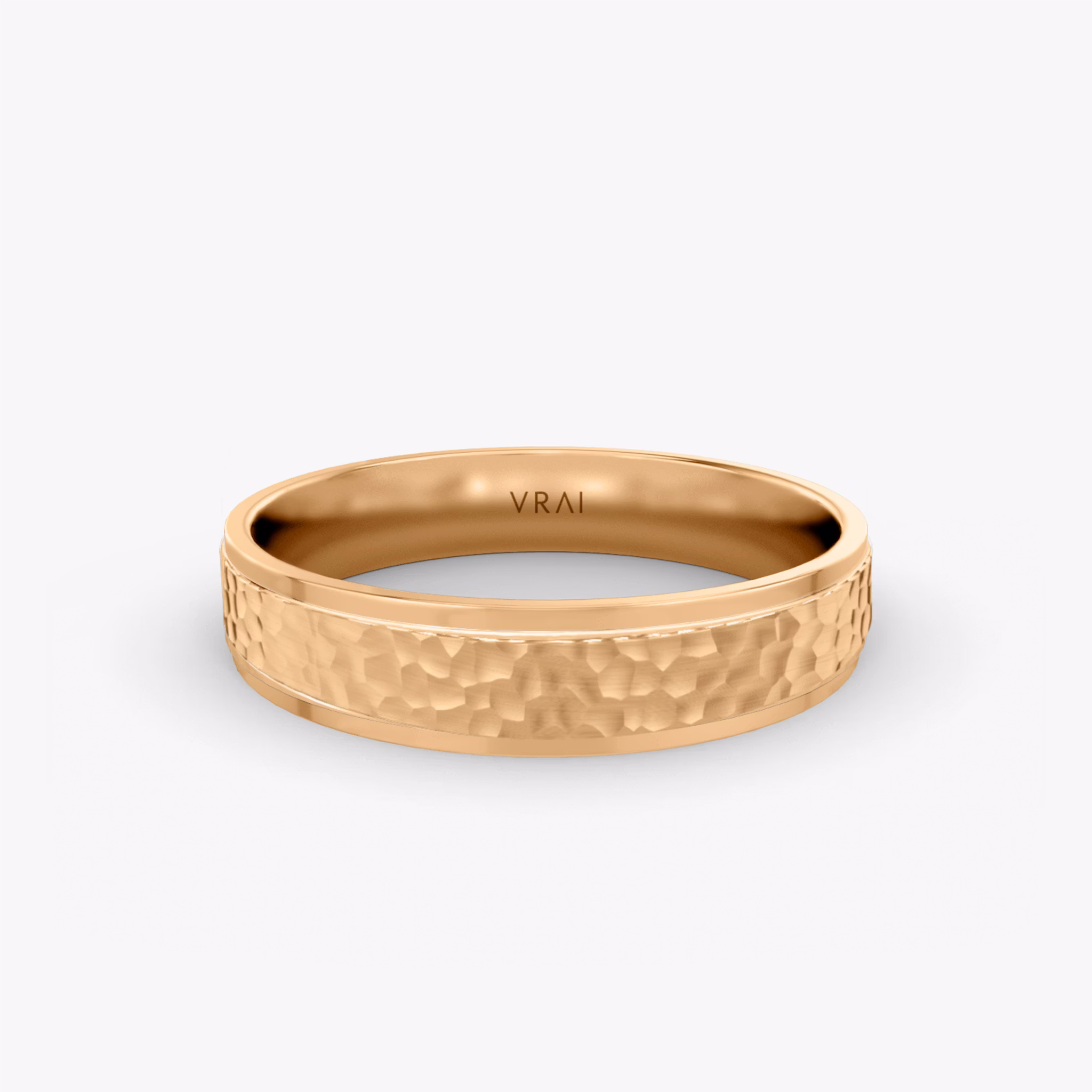 The Hammered Band | 14k | Rose Gold | bandAccent: Plain | bandWidth: 4.5mm