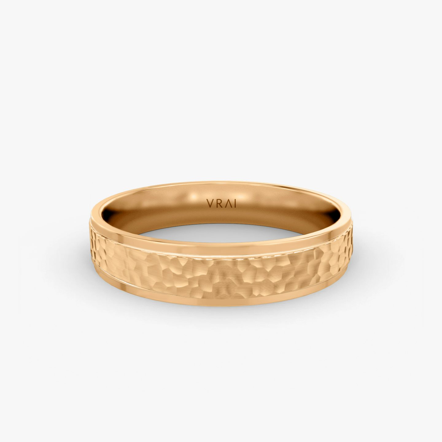 The Hammered Band | 14k | Rose Gold | bandAccent: Plain | bandWidth: 4.5mm