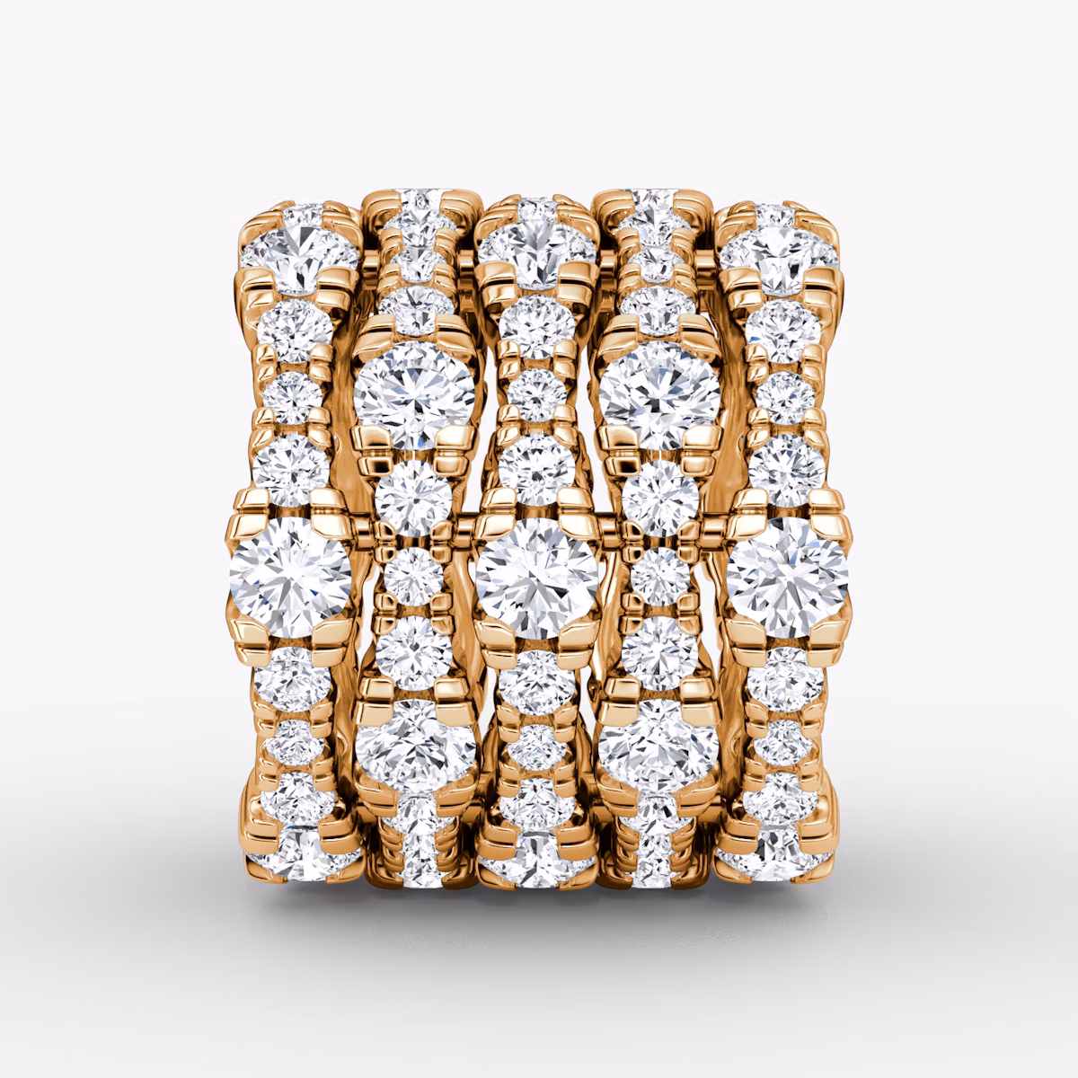 V Multi Row Pavé Ring | Round Brilliant | 14k | Rose Gold | bandAccent: Pavé | diamondCount: 5