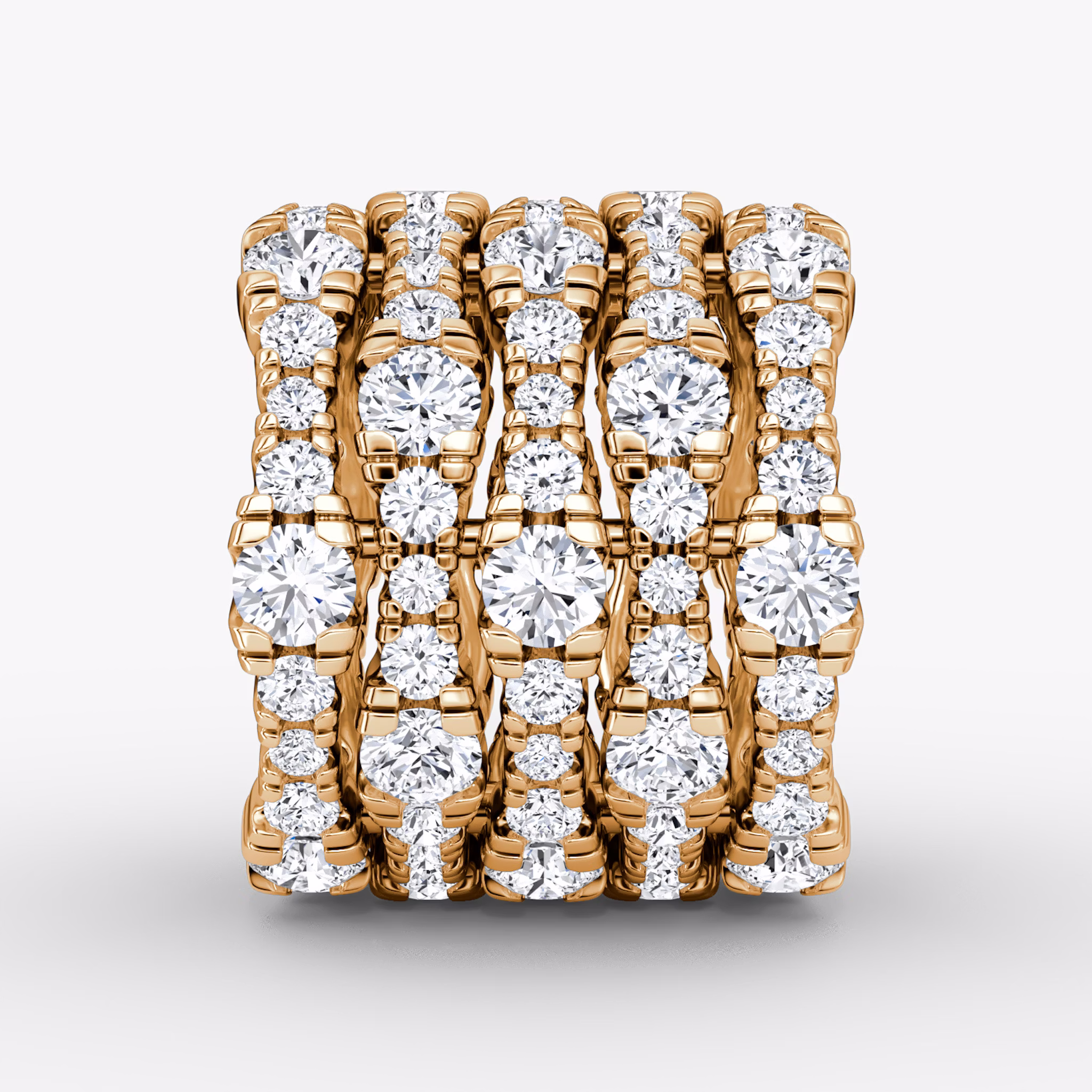V Multi Row Pavé Ring | Round Brilliant | 14k | Rose Gold | bandAccent: Pavé | diamondCount: 5