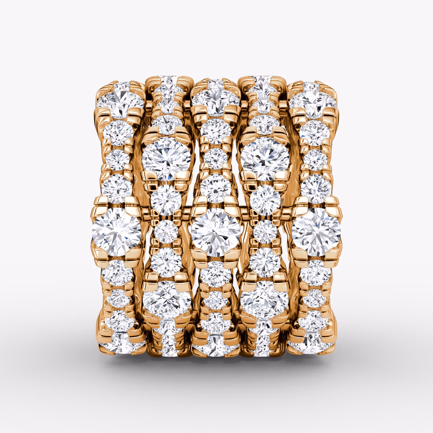 V Multi Row Pavé Ring | Round Brilliant | 14k | Rose Gold | bandAccent: Pavé | diamondCount: 5