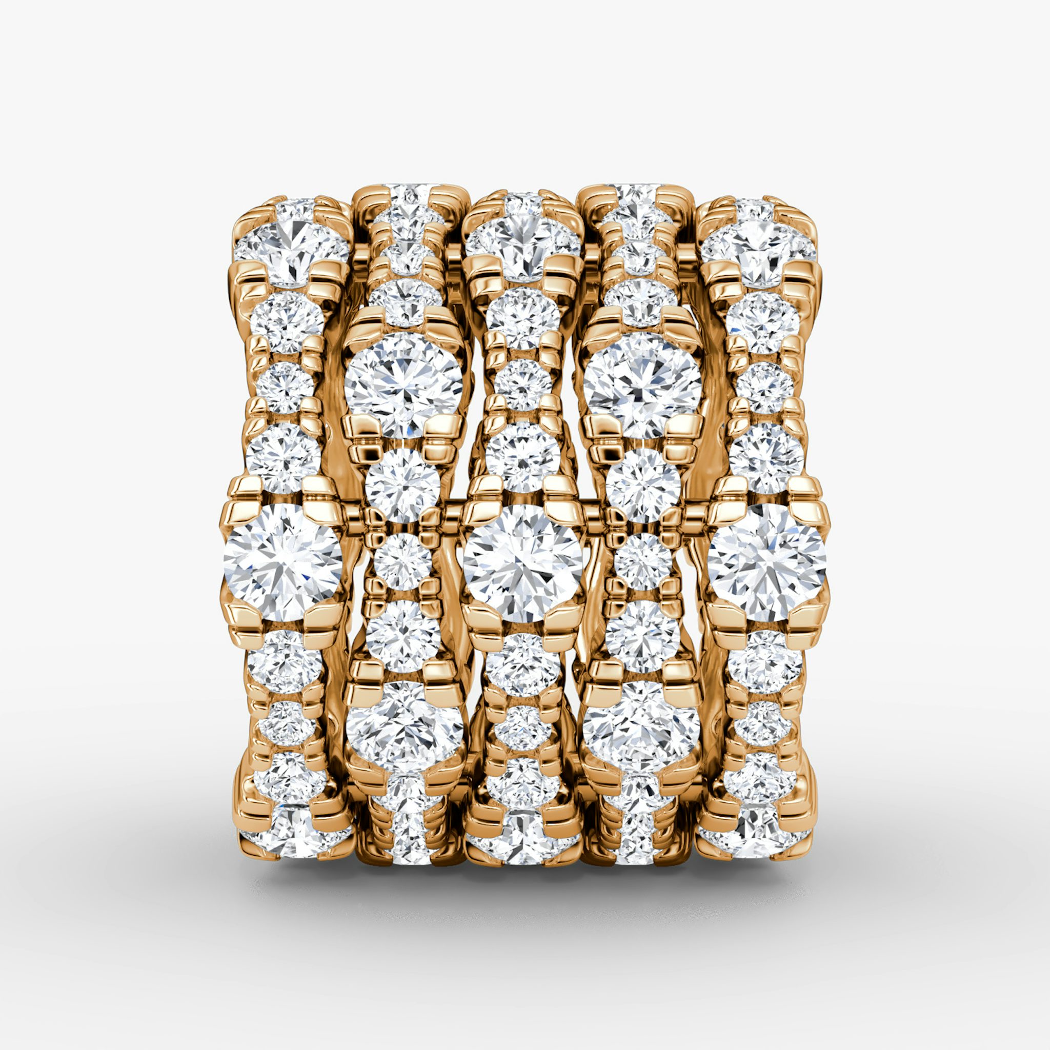 V Multi Row Pavé Ring | Round Brilliant | 14k | Rose Gold | bandAccent: Pavé | diamondCount: 5
