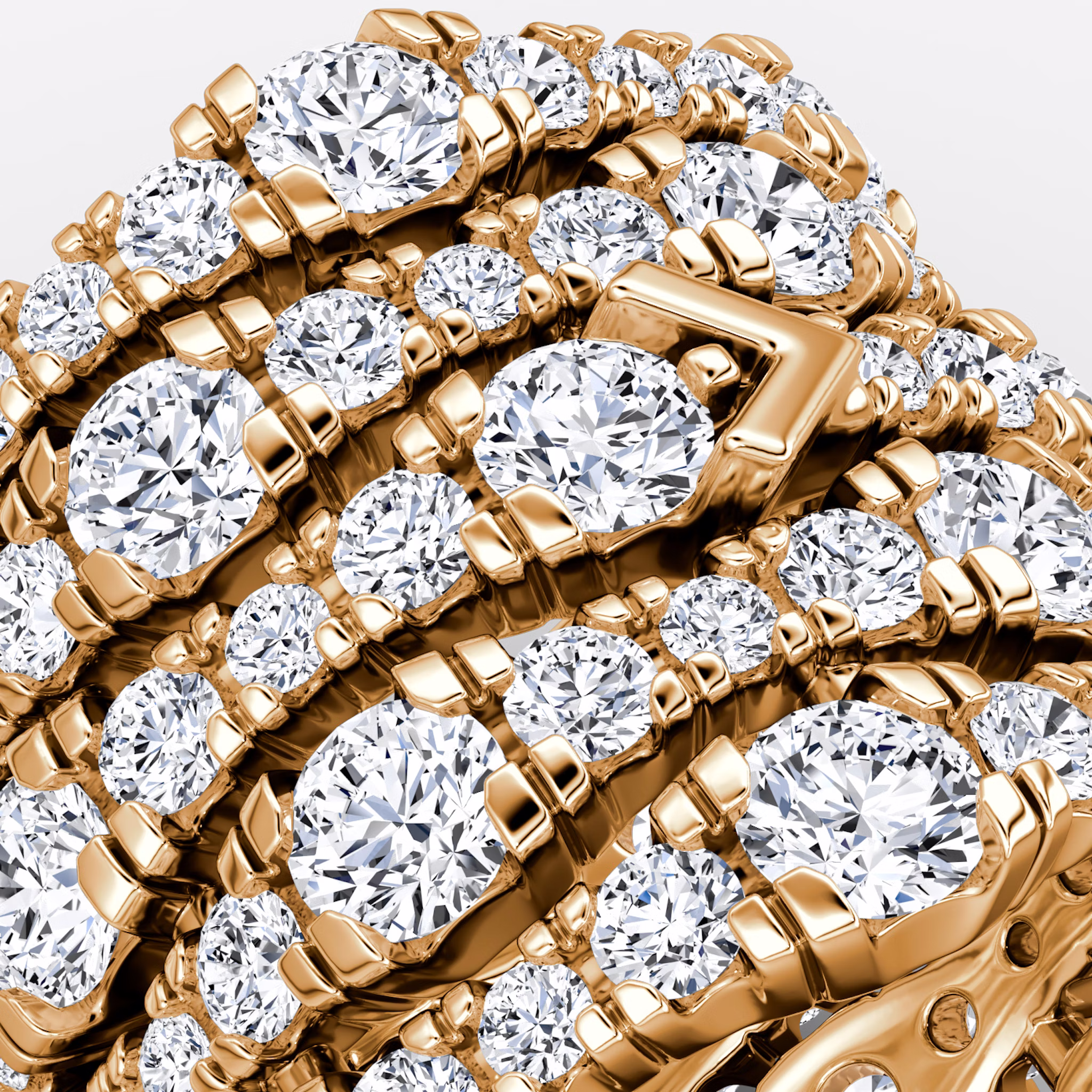 V Multi Row Pavé Ring | Round Brilliant | 14k | Rose Gold | bandAccent: Pavé | diamondCount: 5