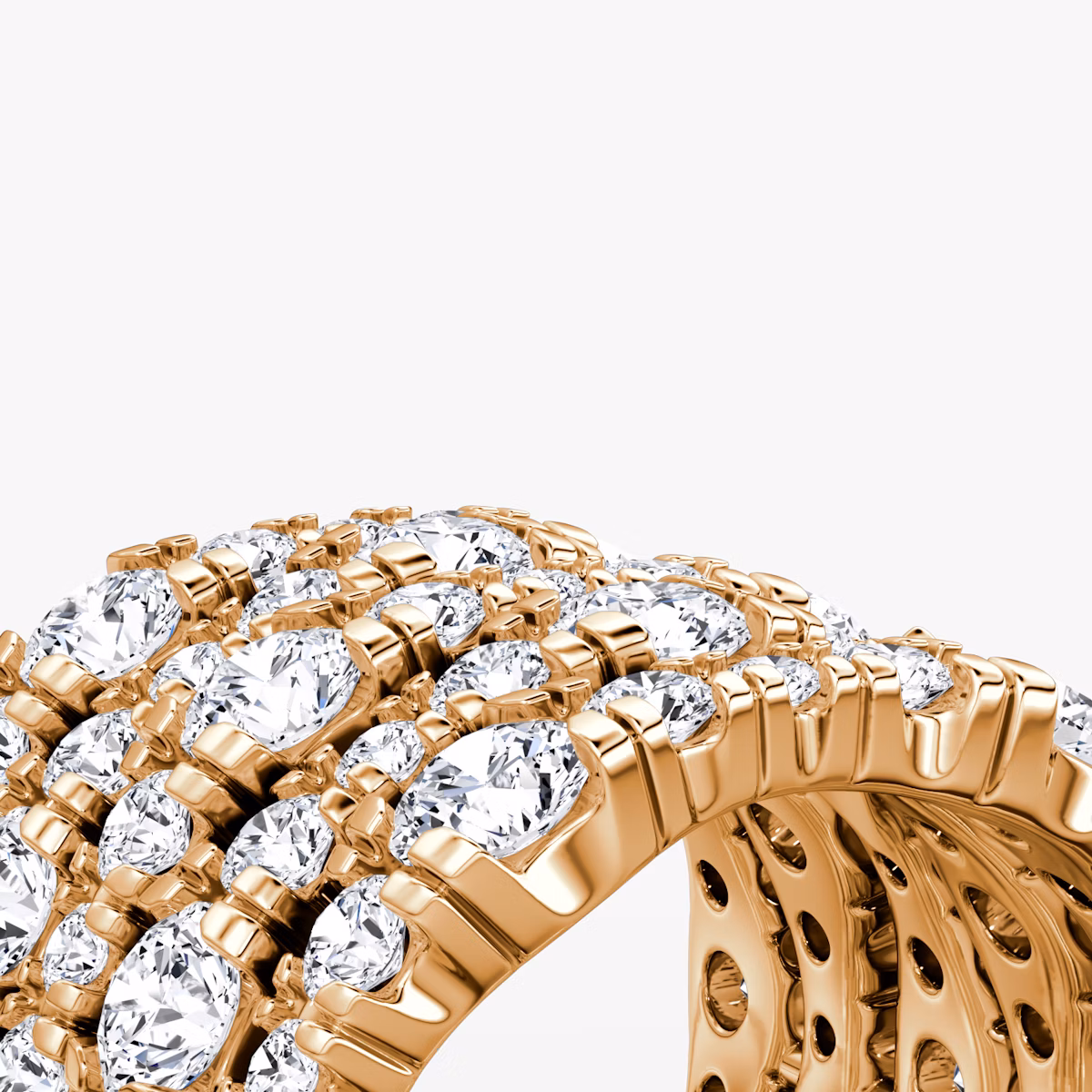 V Multi Row Pavé Ring | Round Brilliant | 14k | Rose Gold | bandAccent: Pavé | diamondCount: 5