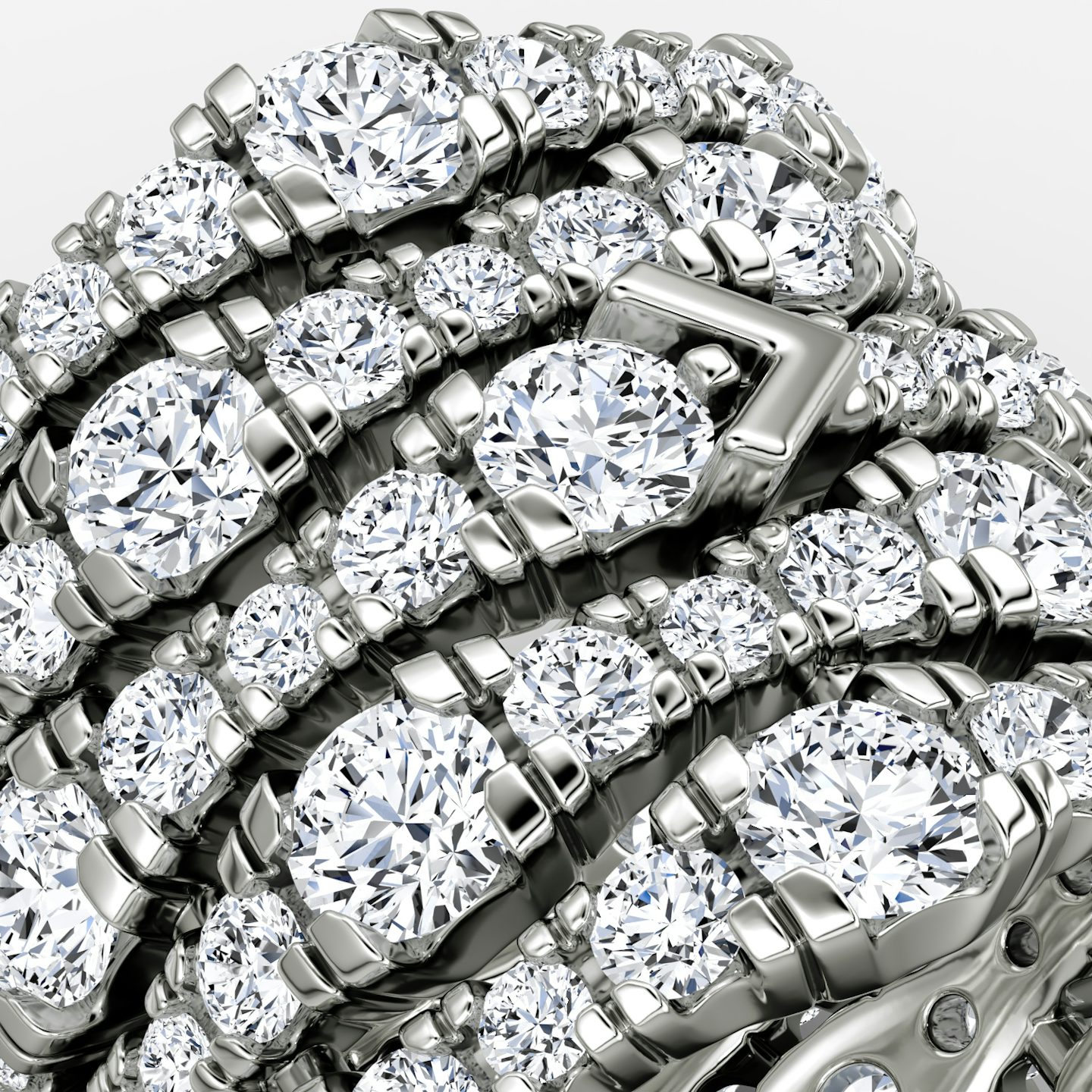 V Multi Row Pavé Ring | Round Brilliant | 14k | White Gold | bandAccent: Pavé | diamondCount: 5