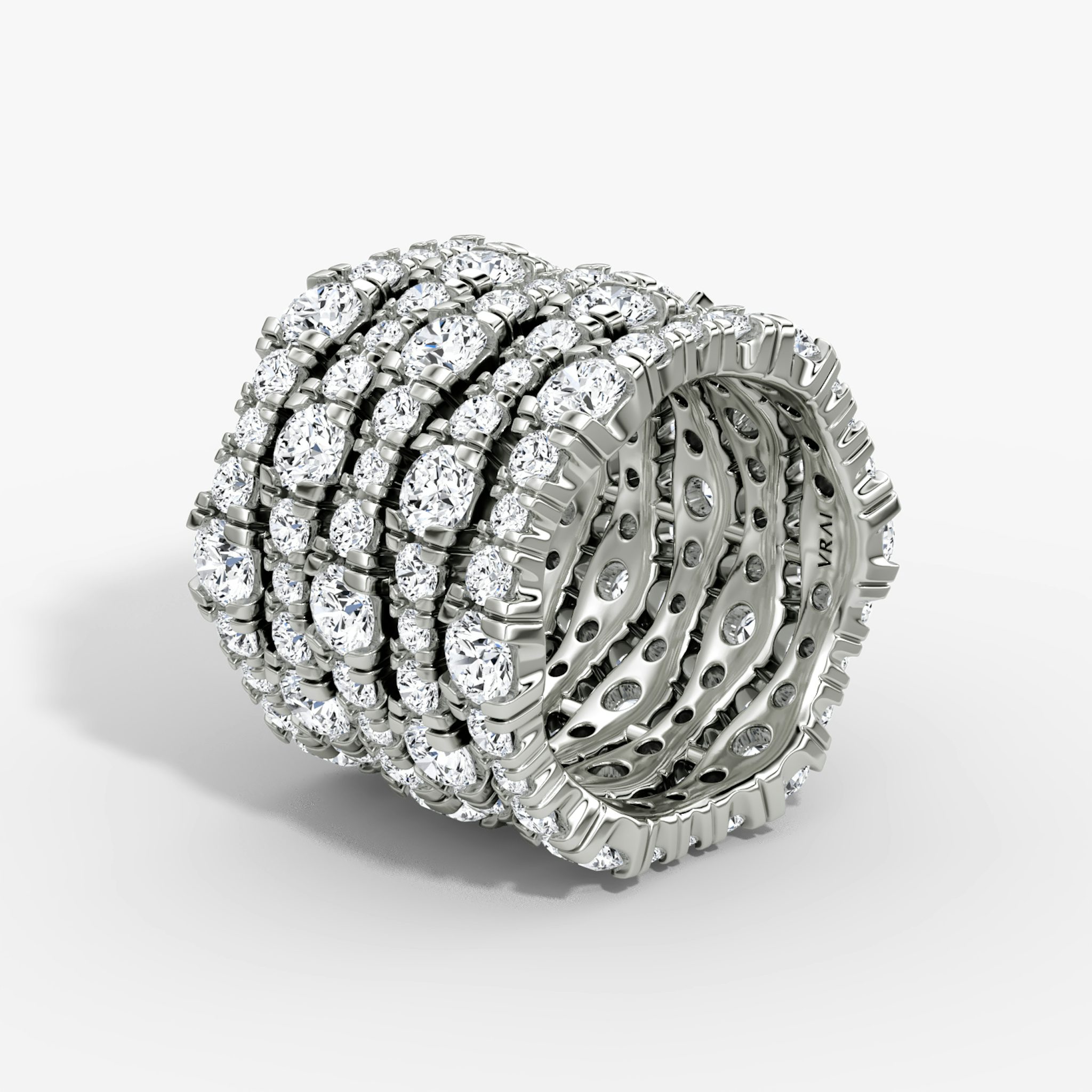 V Multi Row Pavé Ring | Round Brilliant | 14k | White Gold | bandAccent: Pavé | diamondCount: 5