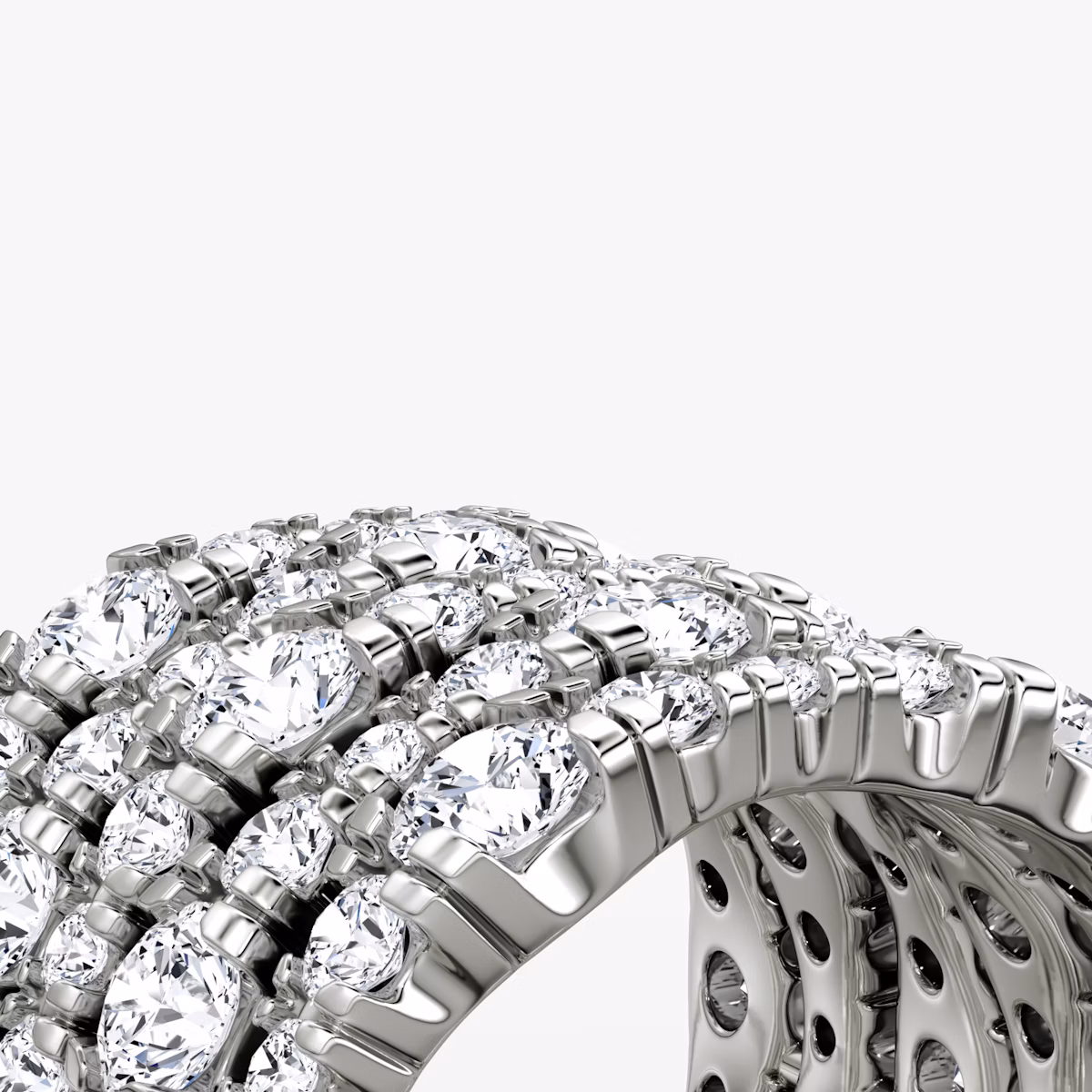 Anillo V Multi Row Pavé | Brillante | 14k | Oro blanco | bandAccent: Pavé | diamondCount: 5