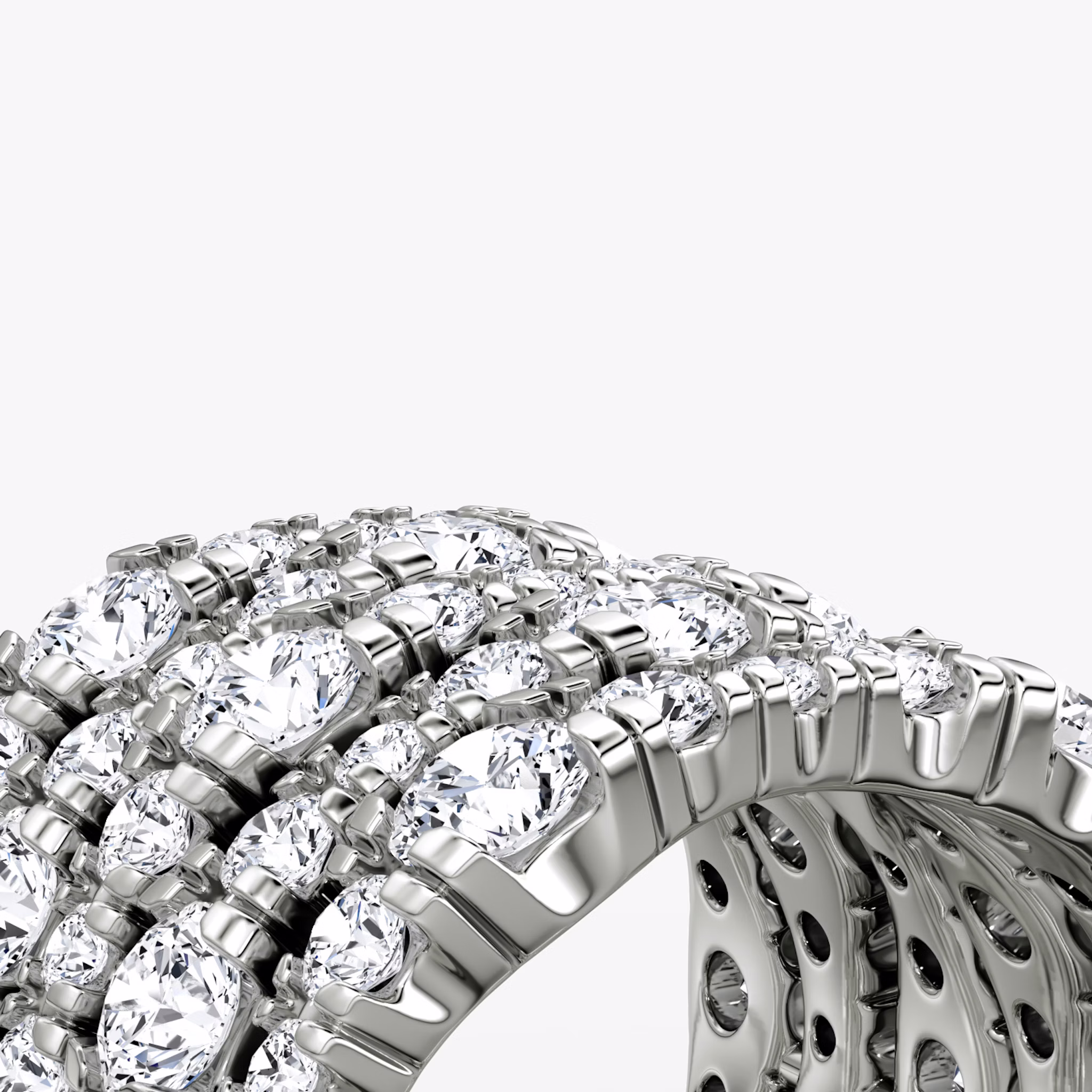 V Multi Row Pavé Ring | Round Brilliant | 14k | White Gold | bandAccent: Pavé | diamondCount: 5