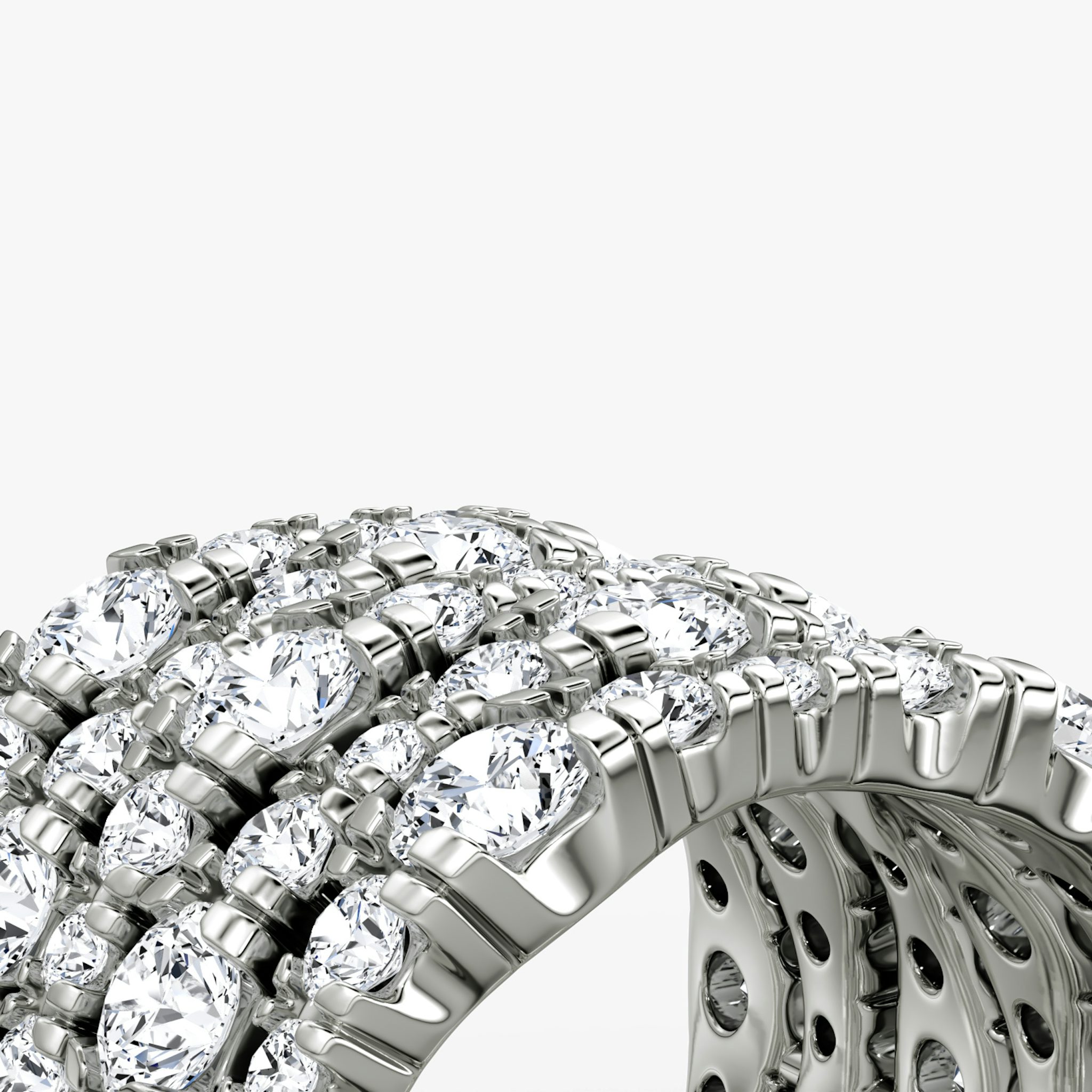 V Multi Row Pavé Ring | Round Brilliant | 14k | White Gold | bandAccent: Pavé | diamondCount: 5