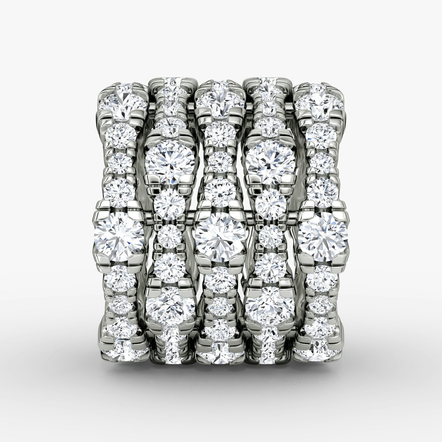 V Multi Row Pavé Ring | Round Brilliant | 14k | White Gold | bandAccent: Pavé | diamondCount: 5