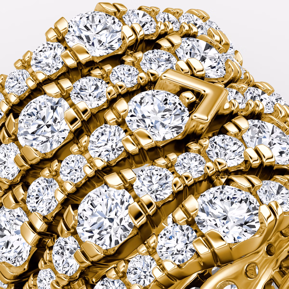 Anillo V Multi Row Pavé | Brillante | 14k | Oro amarillo | bandAccent: Pavé | diamondCount: 5