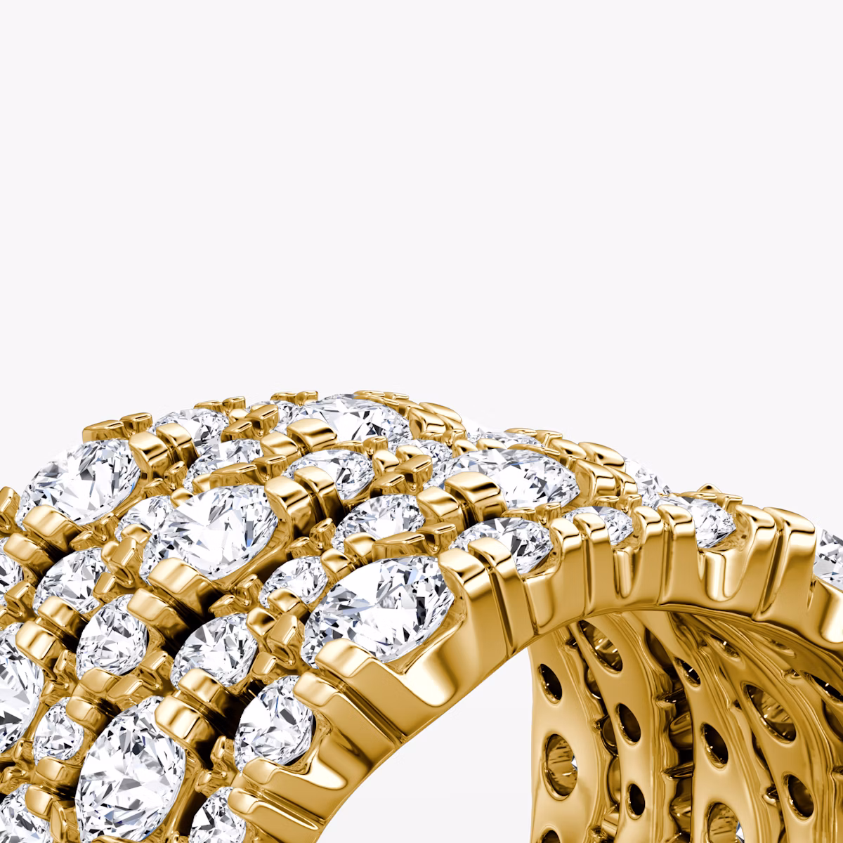 Anillo V Multi Row Pavé | Brillante | 14k | Oro amarillo | bandAccent: Pavé | diamondCount: 5